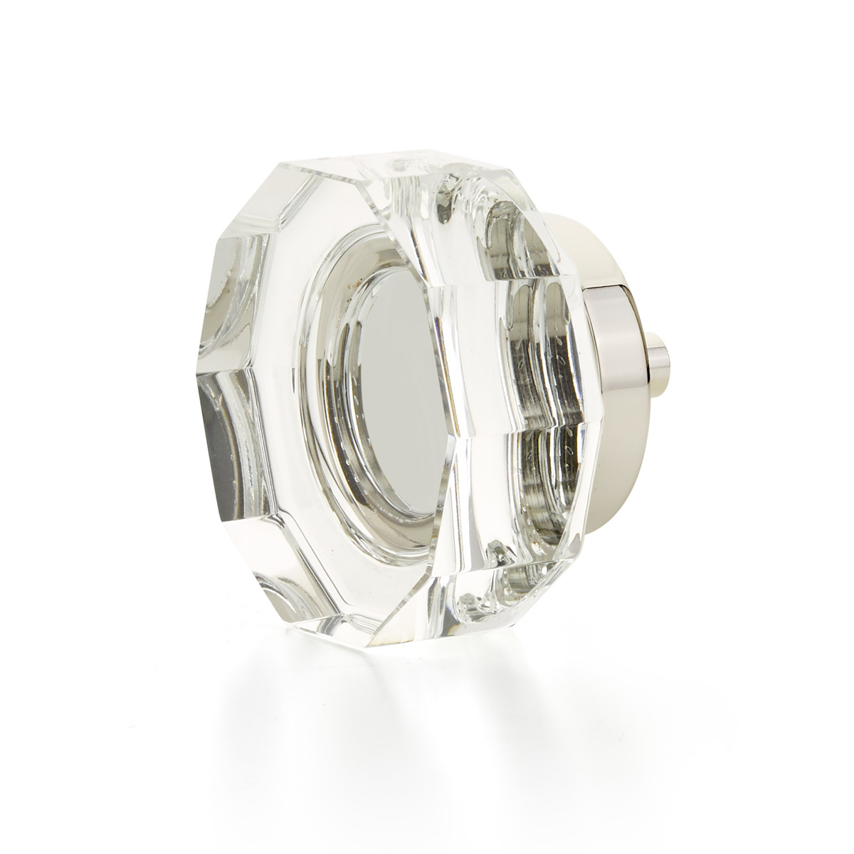 Schaub 53-PN Large Multi-Sided Glass Knob, Polished Nickel, 1-3/4" Dia - Polished Nickel