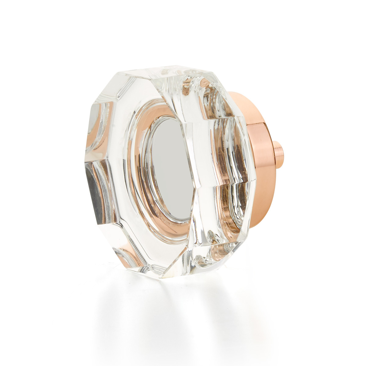 Schaub 53-PRG Large Multi-Sided Glass Knob, Polished Rose Gold, 1-3/4" Dia - Polished Rose Gold