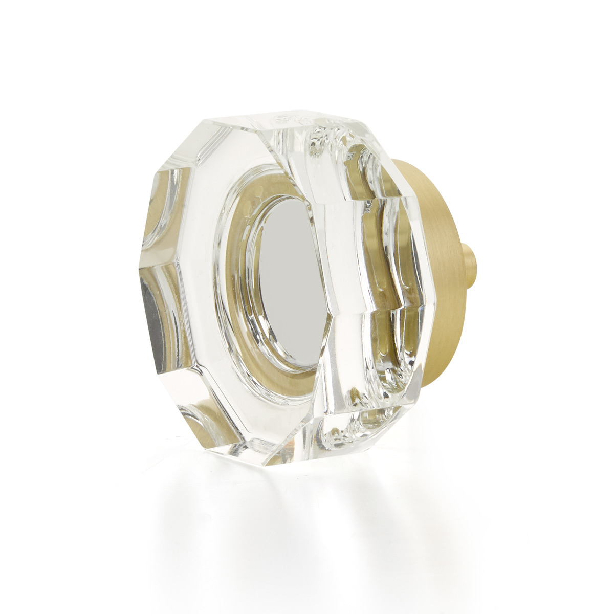 Schaub 53-SB Large Multi-Sided Glass Knob, Satin Brass, 1-3/4" Dia - Satin Brass