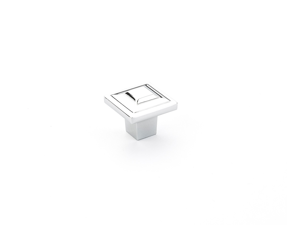 Schaub 530-26 Square Knob, Polished Chrome, 1-1/4" - Polished Chrome