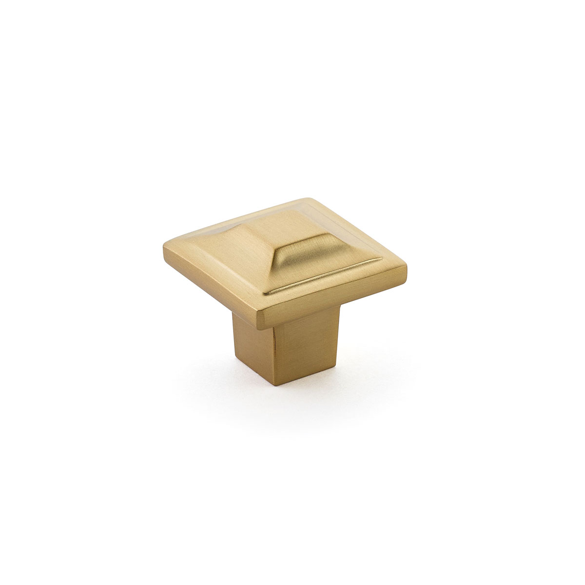 Schaub 530-SSB Square Knob, Signature Satin Brass, 1-1/4" - Signature Satin Brass