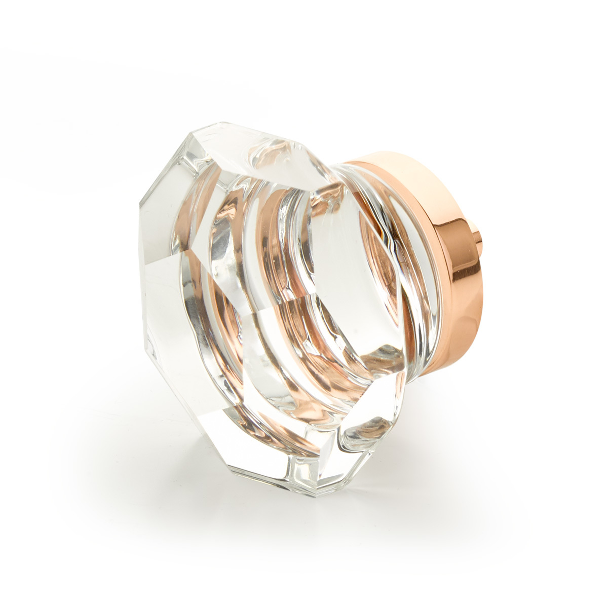 Schaub 54-PRG Faceted Dome Glass Knob, Polished Rose Gold, 1-3/4" Dia - Polished Rose Gold