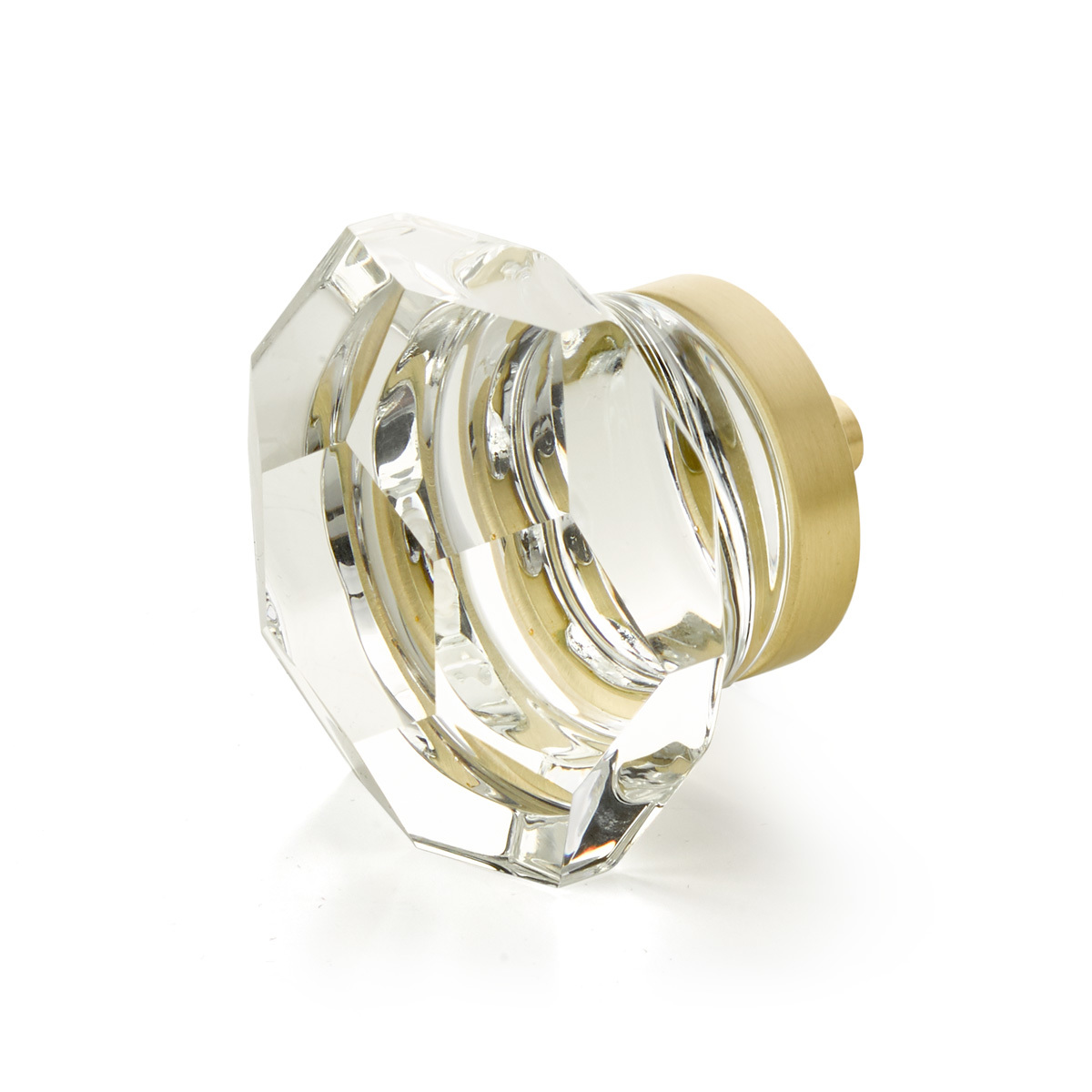 Schaub 54-SB Faceted Dome Glass Knob, Satin Brass, 1-3/4" Dia - Satin Brass
