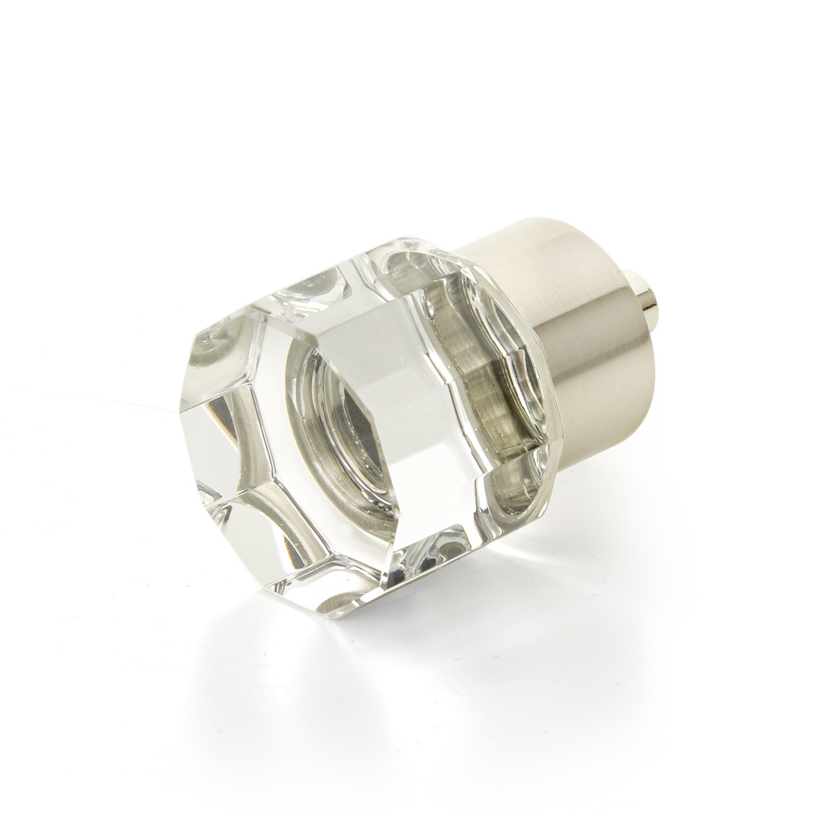 Schaub 55-15 Round Multi-Sided Glass Knob,Satin Nickel, 1-1/8" Dia - Satin Nickel