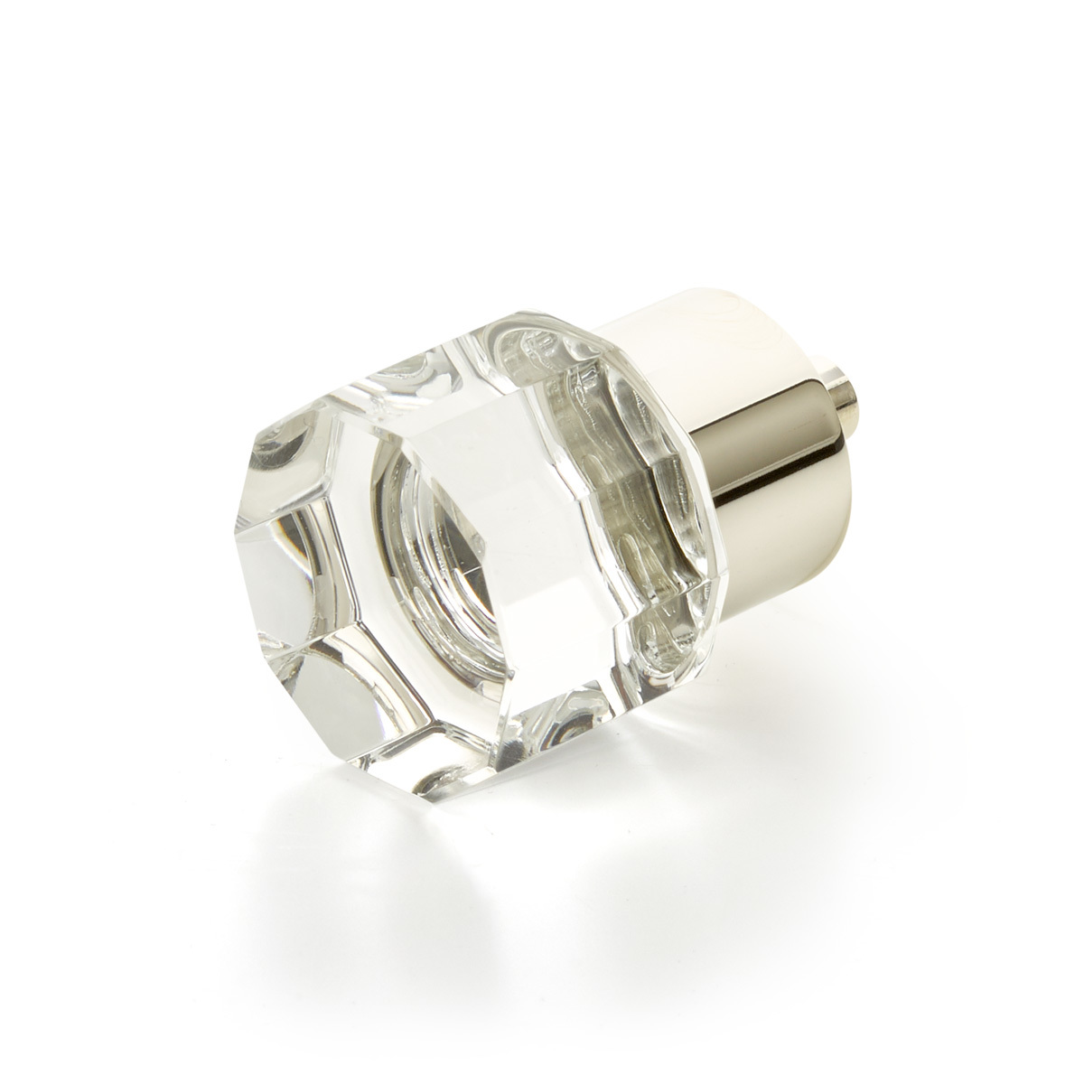 Schaub 55-PN Round Multi-Sided Glass Knob, Polished Nickel, 1-1/8" Dia - Polished Nickel