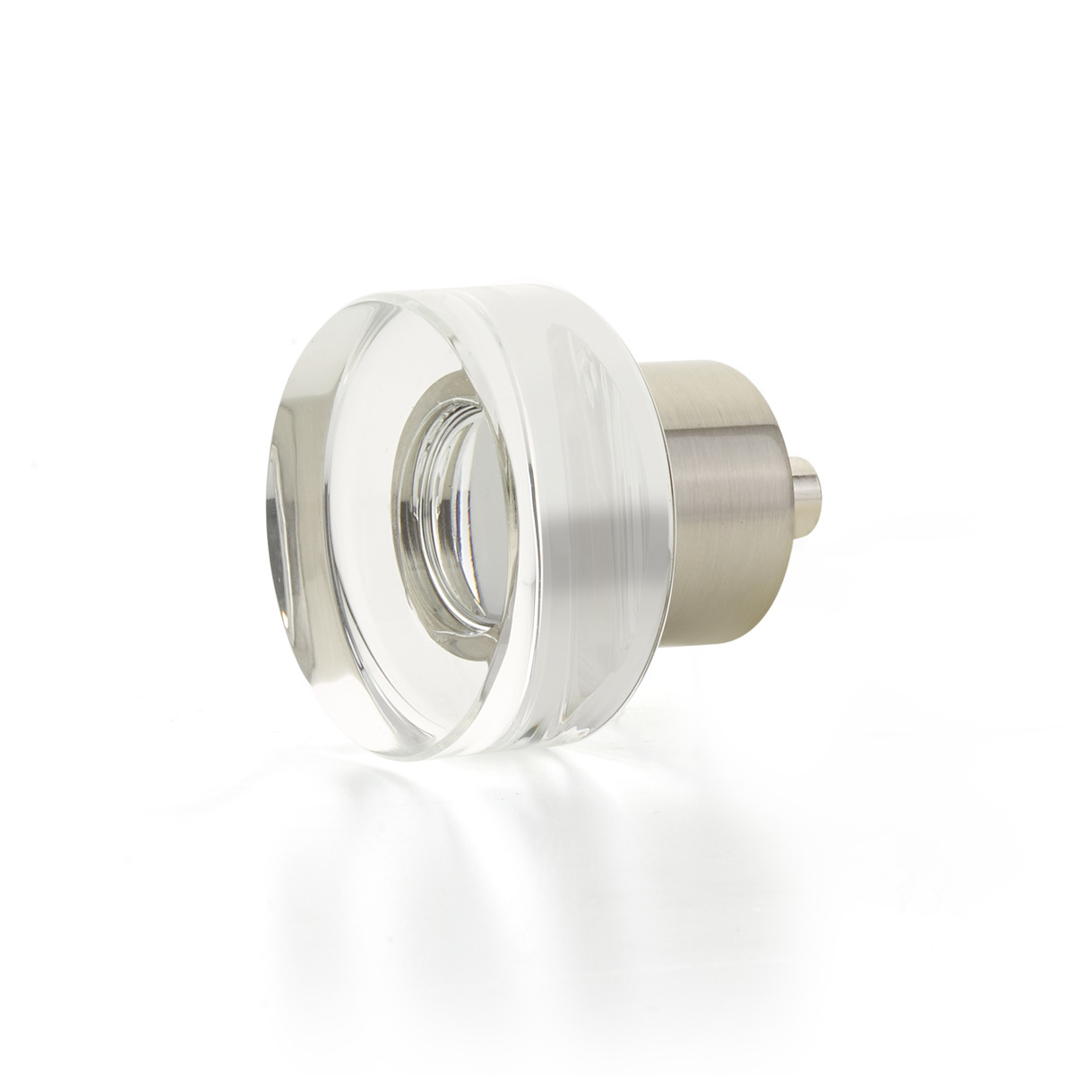 Schaub 56-15 Round Disc Glass Knob,Satin Nickel, 1-3/8" Dia - Satin Nickel