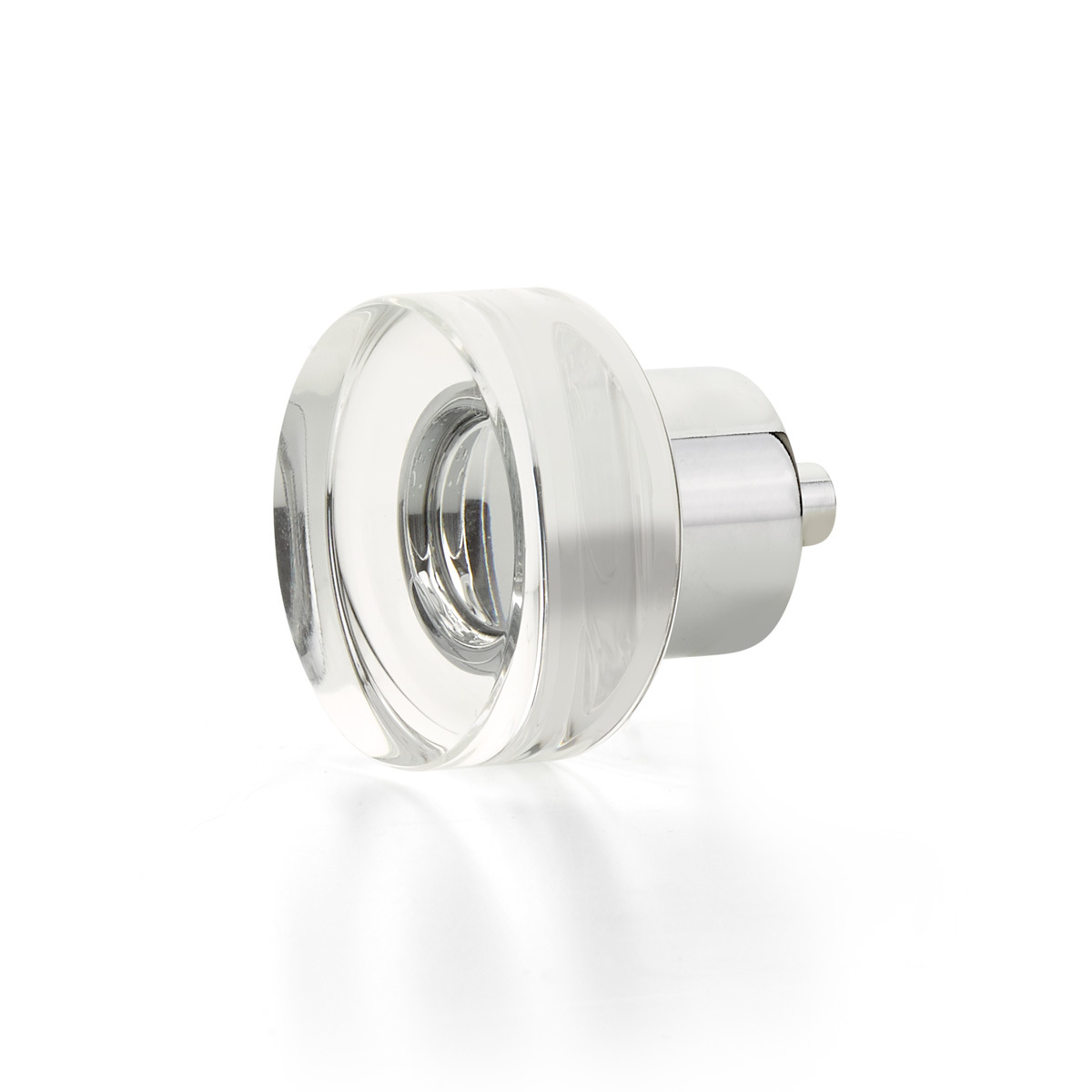 Schaub 56-26 Round Disc Glass Knob, Polished Chrome, 1-3/8" Dia - Polished Chrome