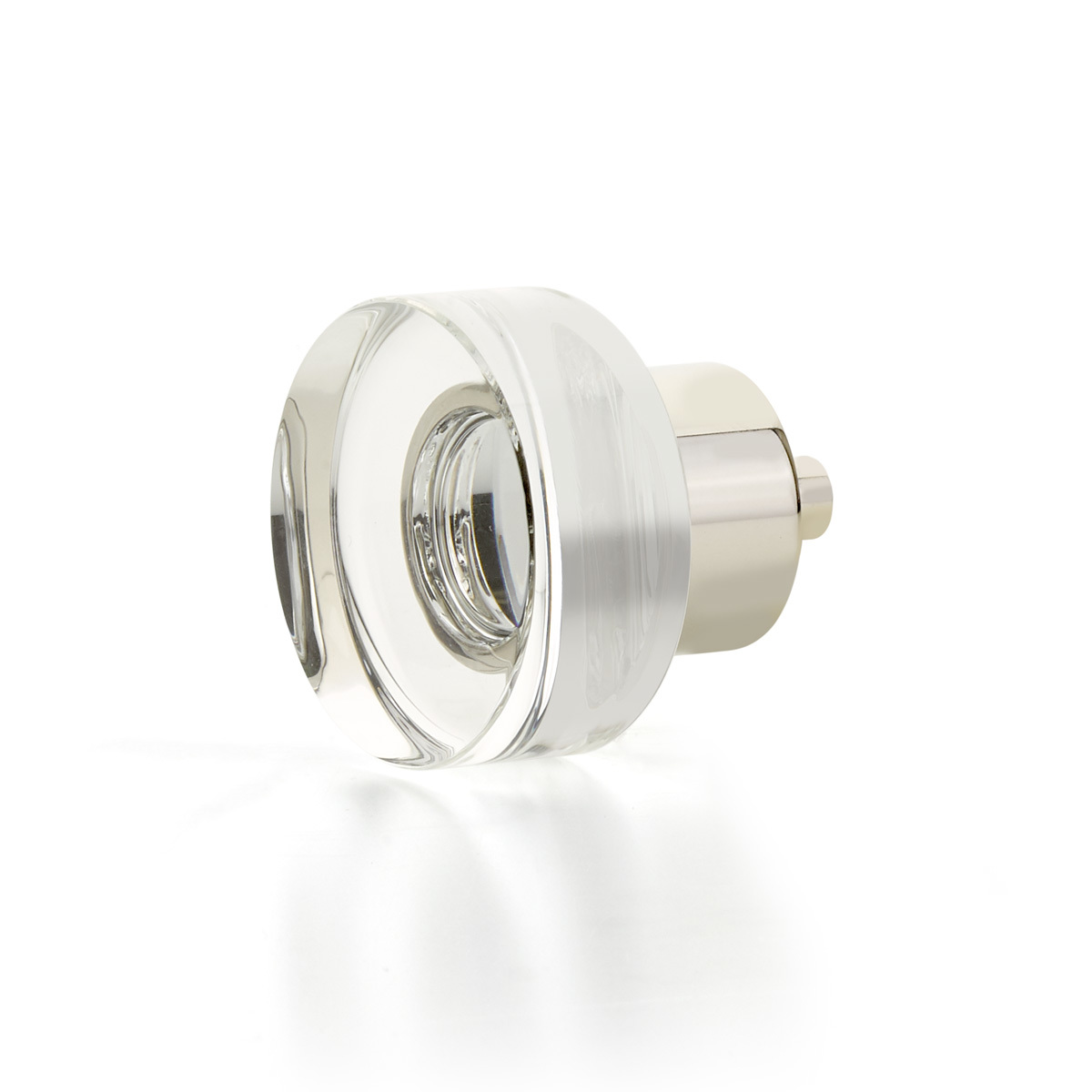 Schaub 56-PN Round Disc Glass Knob, Polished Nickel, 1-3/8" Dia - Polished Nickel