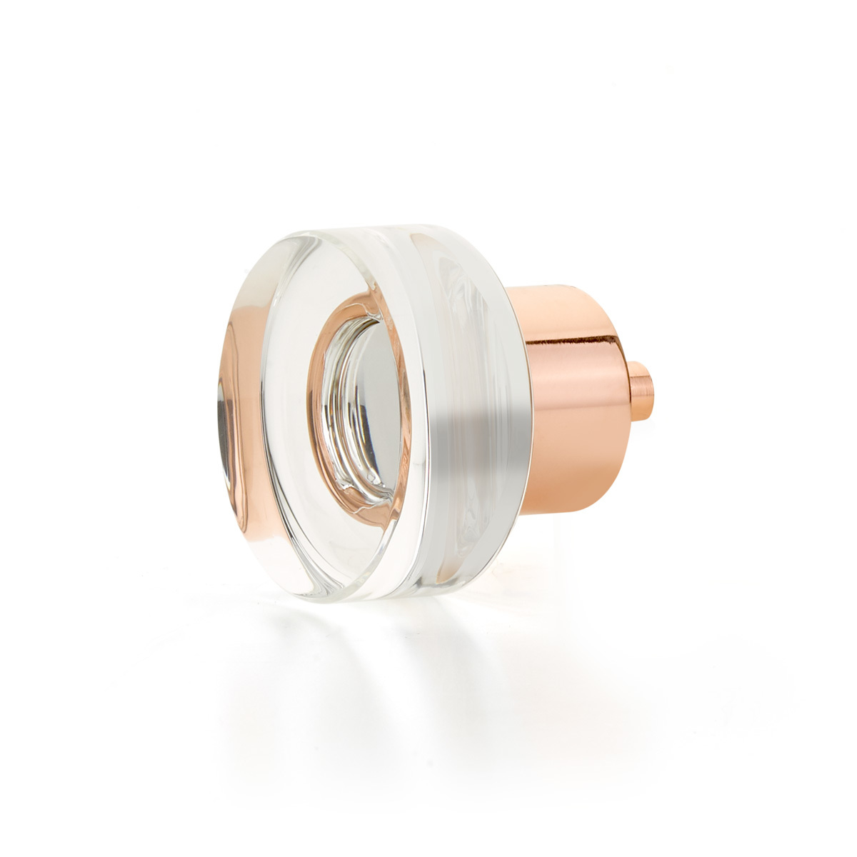 Schaub 56-PRG Round Disc Glass Knob, Polished Rose Gold, 1-3/8" Dia - Polished Rose Gold