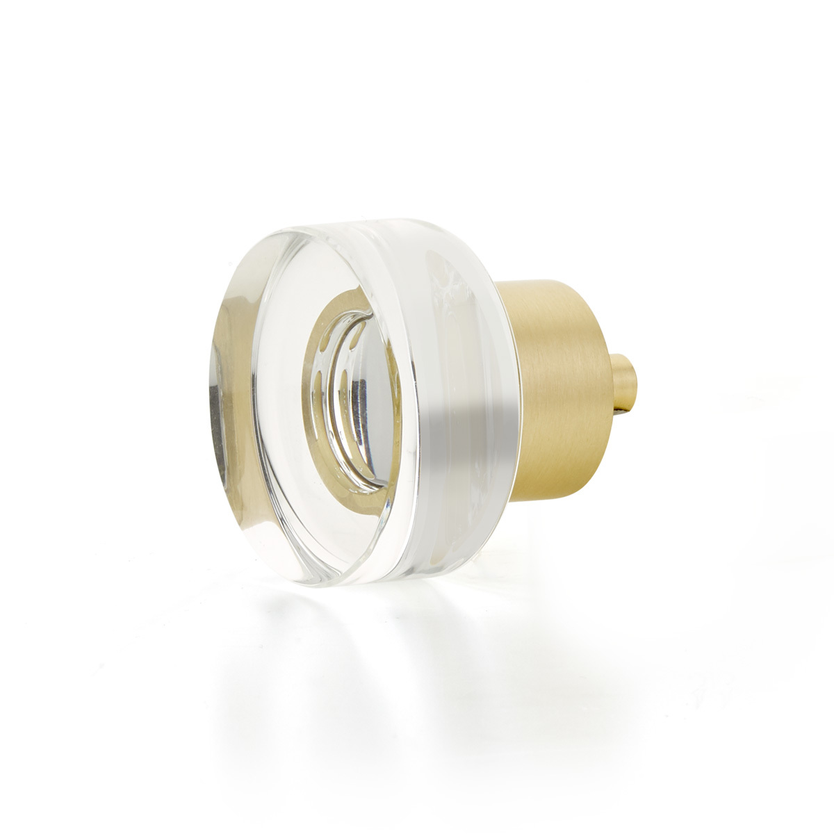 Schaub 56-SB Round Disc Glass Knob, Satin Brass, 1-3/8" Dia - Satin Brass