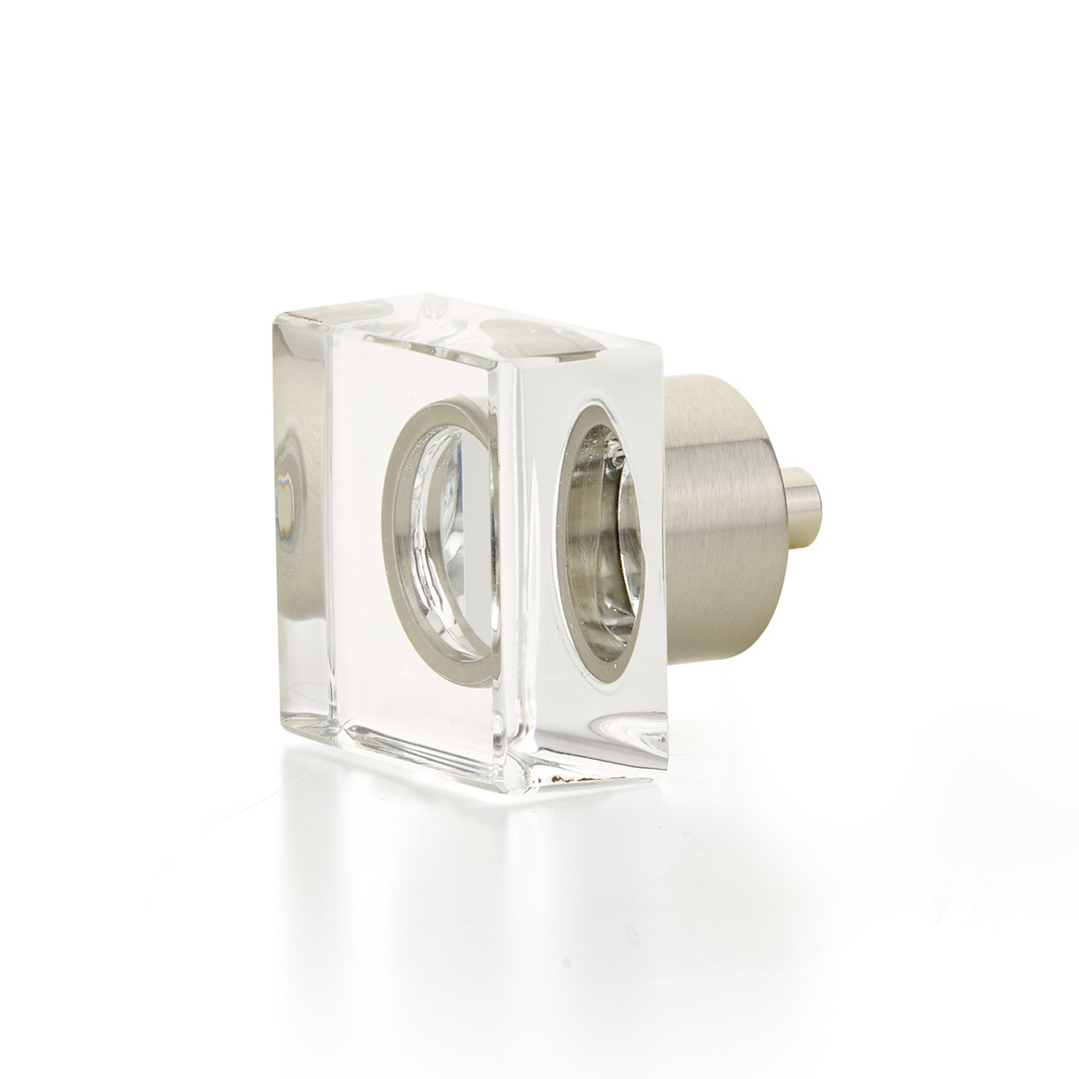 Schaub 57-15 Square Glass Knob,Satin Nickel, 1-1/4" - Satin Nickel