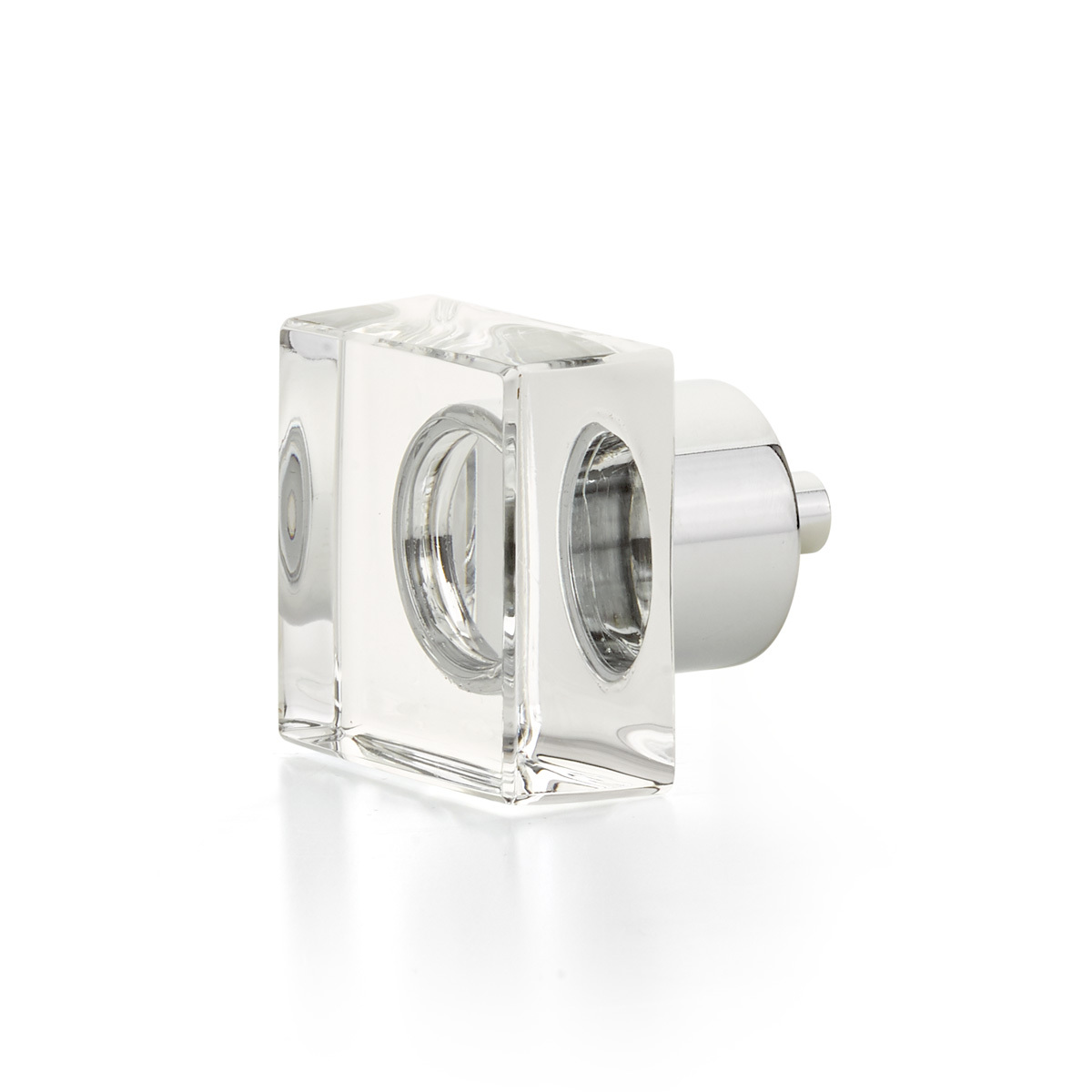 Schaub 57-26 Square Glass Knob, Polished Chrome, 1-1/4" - Polished Chrome