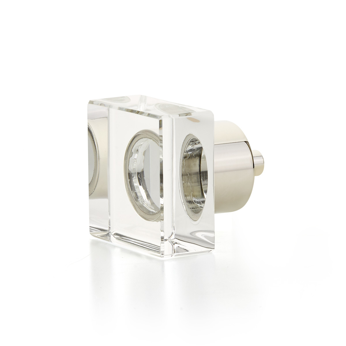 Schaub 57-PN Square Glass Knob, Polished Nickel, 1-1/4" - Polished Nickel
