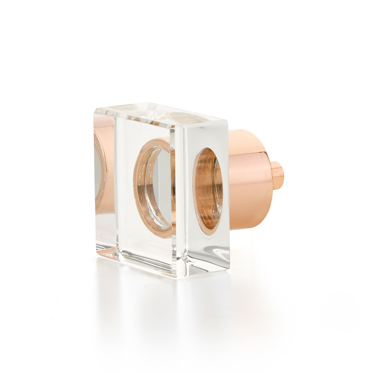Schaub 57-PRG Square Glass Knob, Polished Rose Gold, 1-1/4" - Polished Rose Gold