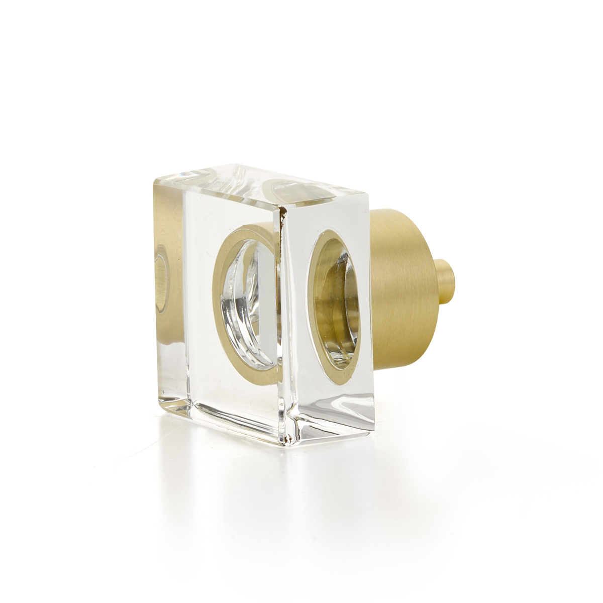 Schaub 57-SB Square Glass Knob, Satin Brass, 1-1/4" - Satin Brass