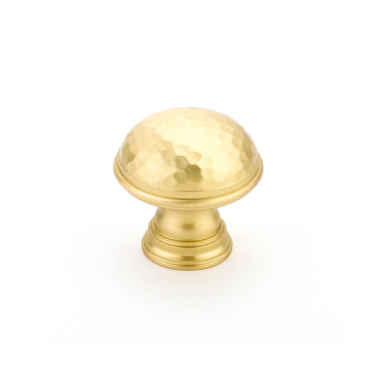 Schaub 570-SB Hammered Knob, Plain Edge, Satin Brass, 1-1/4" Dia - Satin Brass