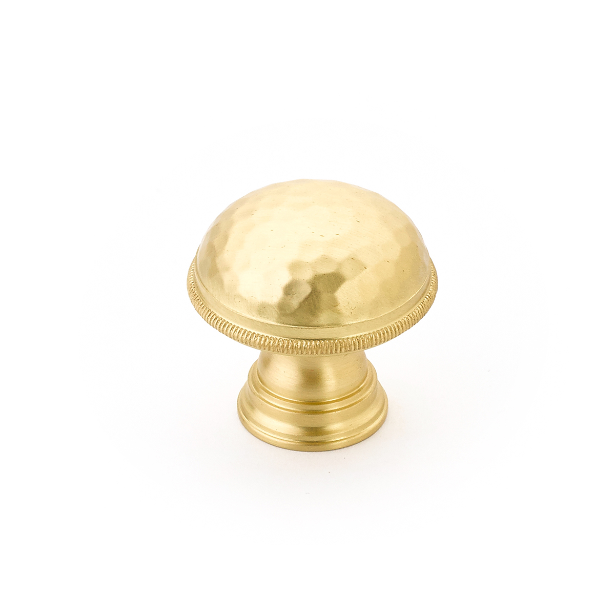 Schaub 571-SB Hammered Knob, Knurled Edge, Satin Brass, 1-1/4" Dia - Satin Brass