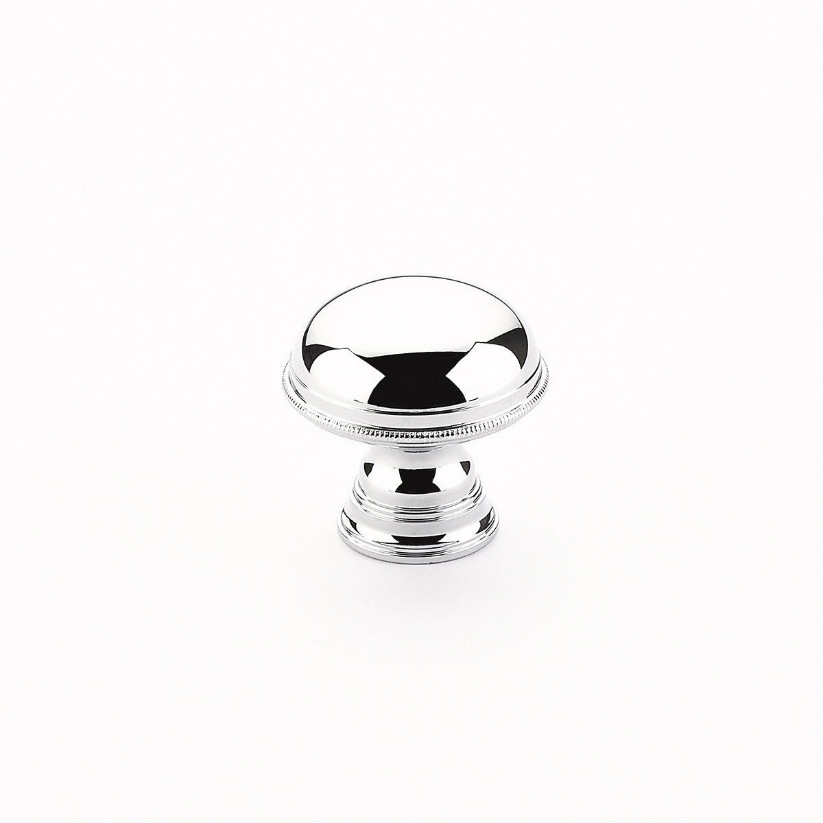 Schaub 572-26 Plain Surface Knob, Knurled Edge, Polished Chrome, 1-1/4" Dia - Polished Chrome