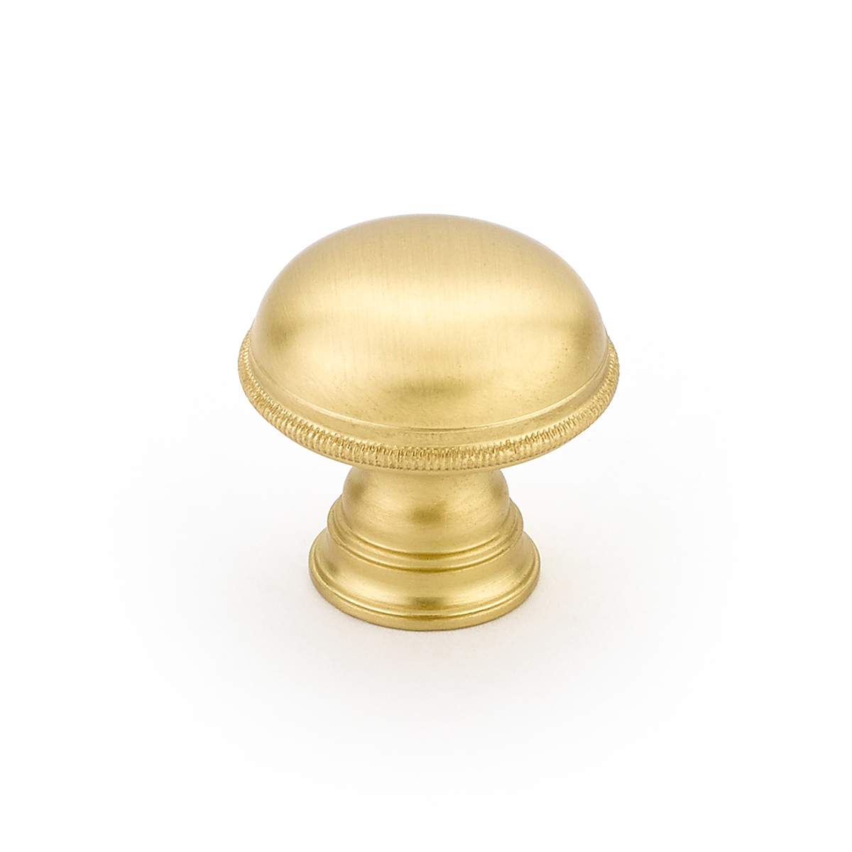 Schaub 572-SB Plain Surface Knob, Knurled Edge, Satin Brass, 1-1/4" Dia - Satin Brass