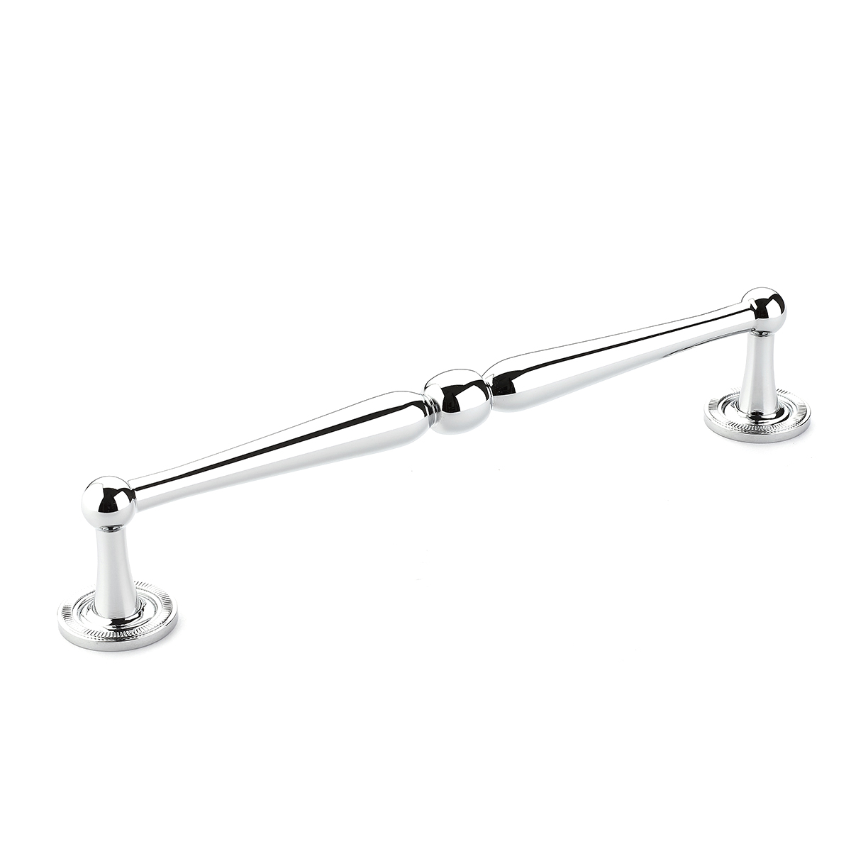 Schaub 577-26 Pull, Knurled Footplates, Polished Chrome, 8" CC - Polished Chrome