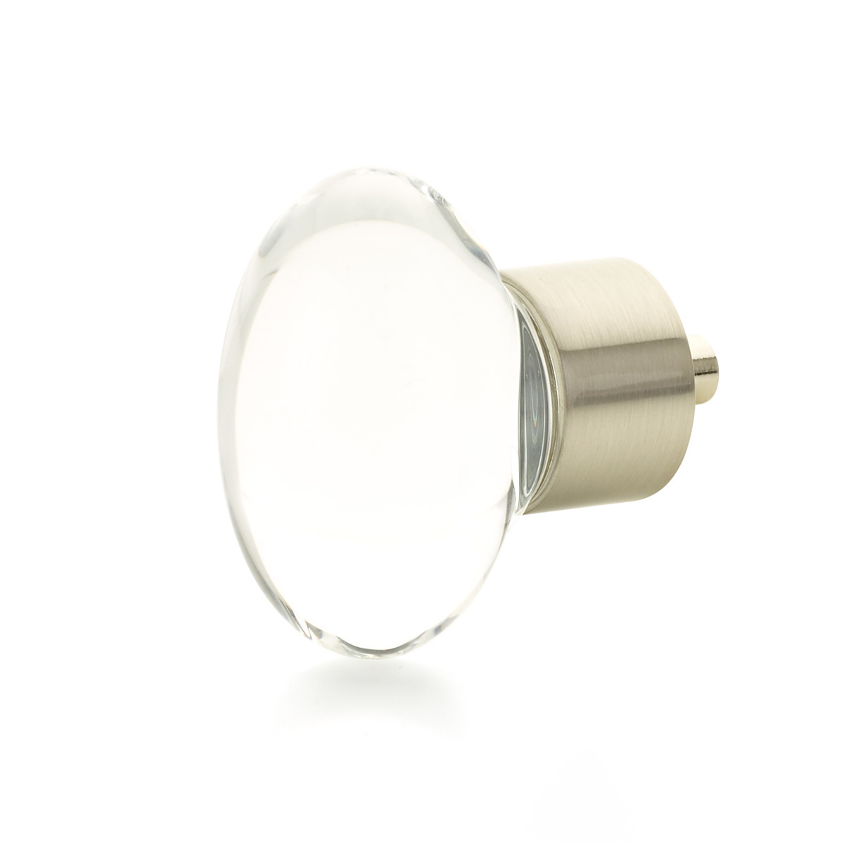 Schaub 60-15 Oval Glass Knob,Satin Nickel, 1-3/4" Dia - Satin Nickel