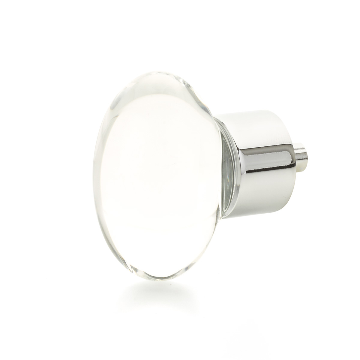 Schaub 60-26 Oval Glass Knob, Polished Chrome, 1-3/4" Dia - Polished Chrome