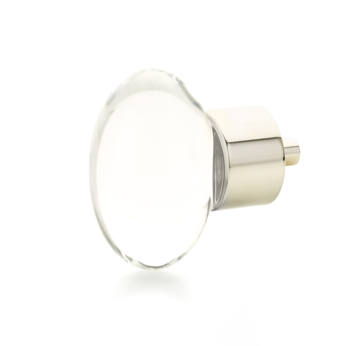 Schaub 60-PN Oval Glass Knob, Polished Nickel, 1-3/4" Dia - Polished Nickel