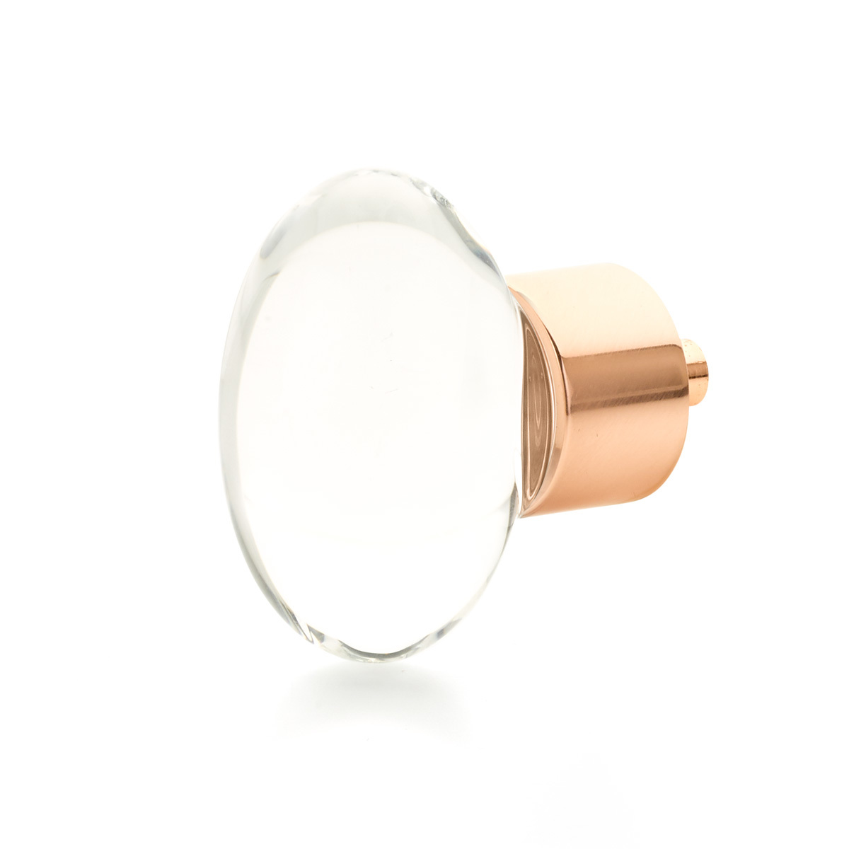 Schaub 60-PRG Oval Glass Knob, Polished Rose Gold, 1-3/4" Dia - Polished Rose Gold
