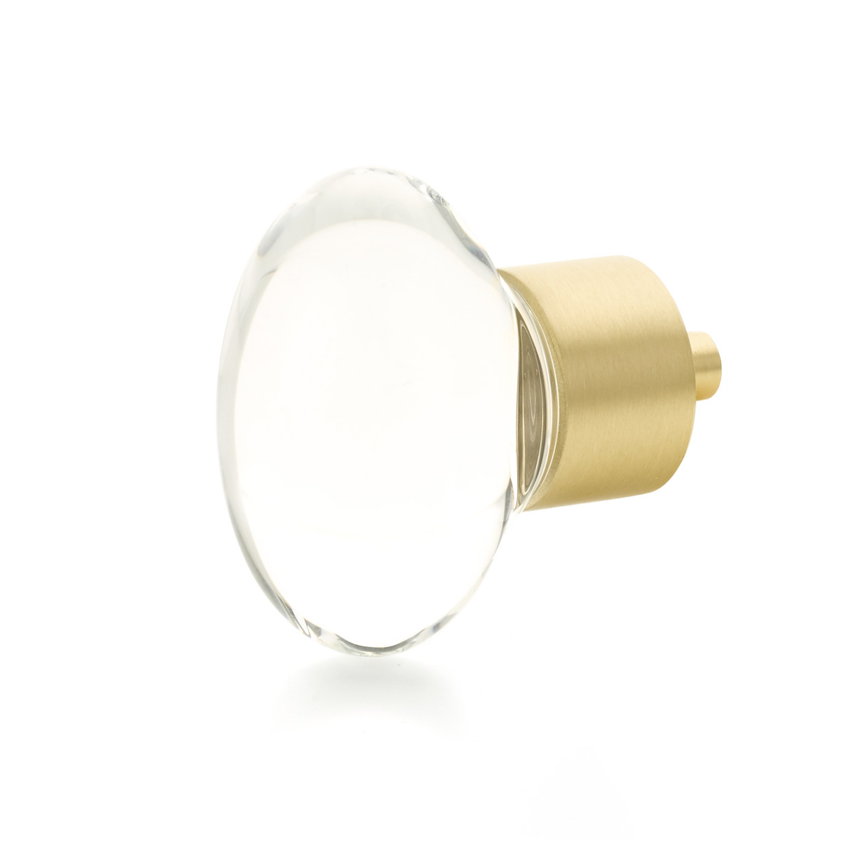Schaub 60-SB Oval Glass Knob, Satin Brass, 1-3/4" Dia - Satin Brass