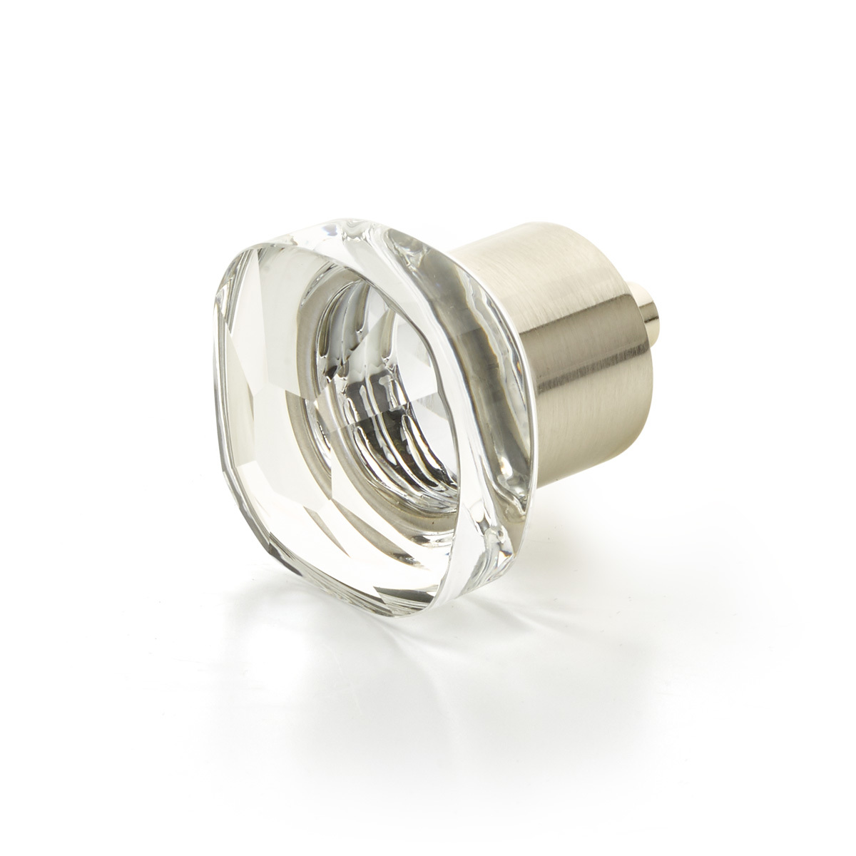 Schaub 61-15 Soft Square Glass Knob,Satin Nickel, 1-1/4" - Satin Nickel