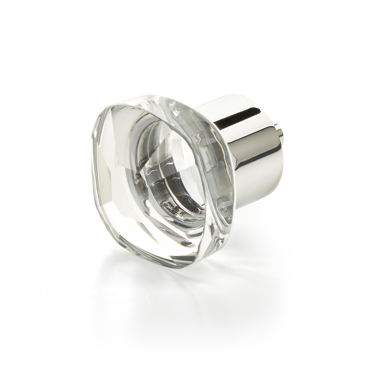 Schaub 61-26 Soft Square Glass Knob, Polished Chrome, 1-1/4" - Polished Chrome