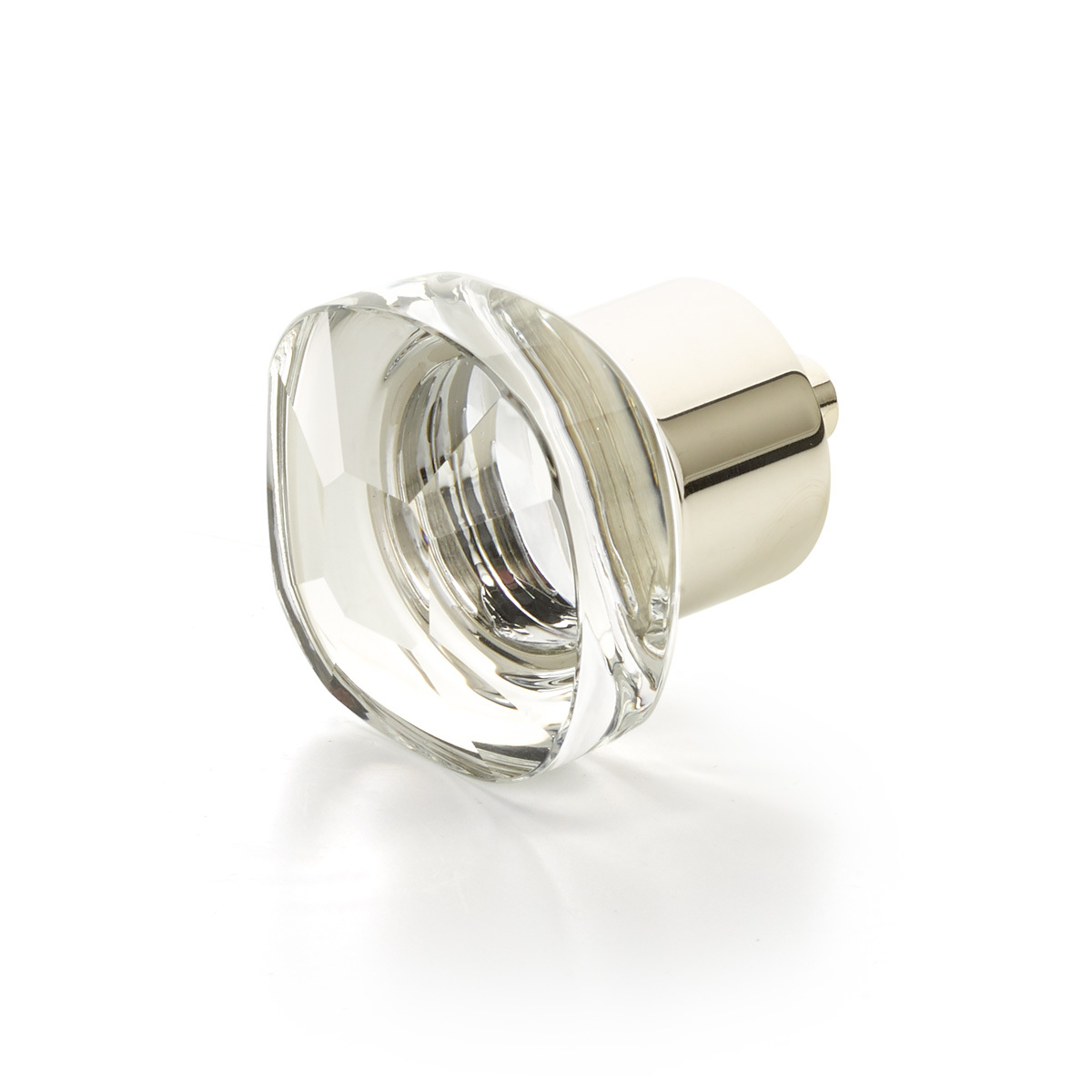 Schaub 61-PN Soft Square Glass Knob, Polished Nickel, 1-1/4" - Polished Nickel