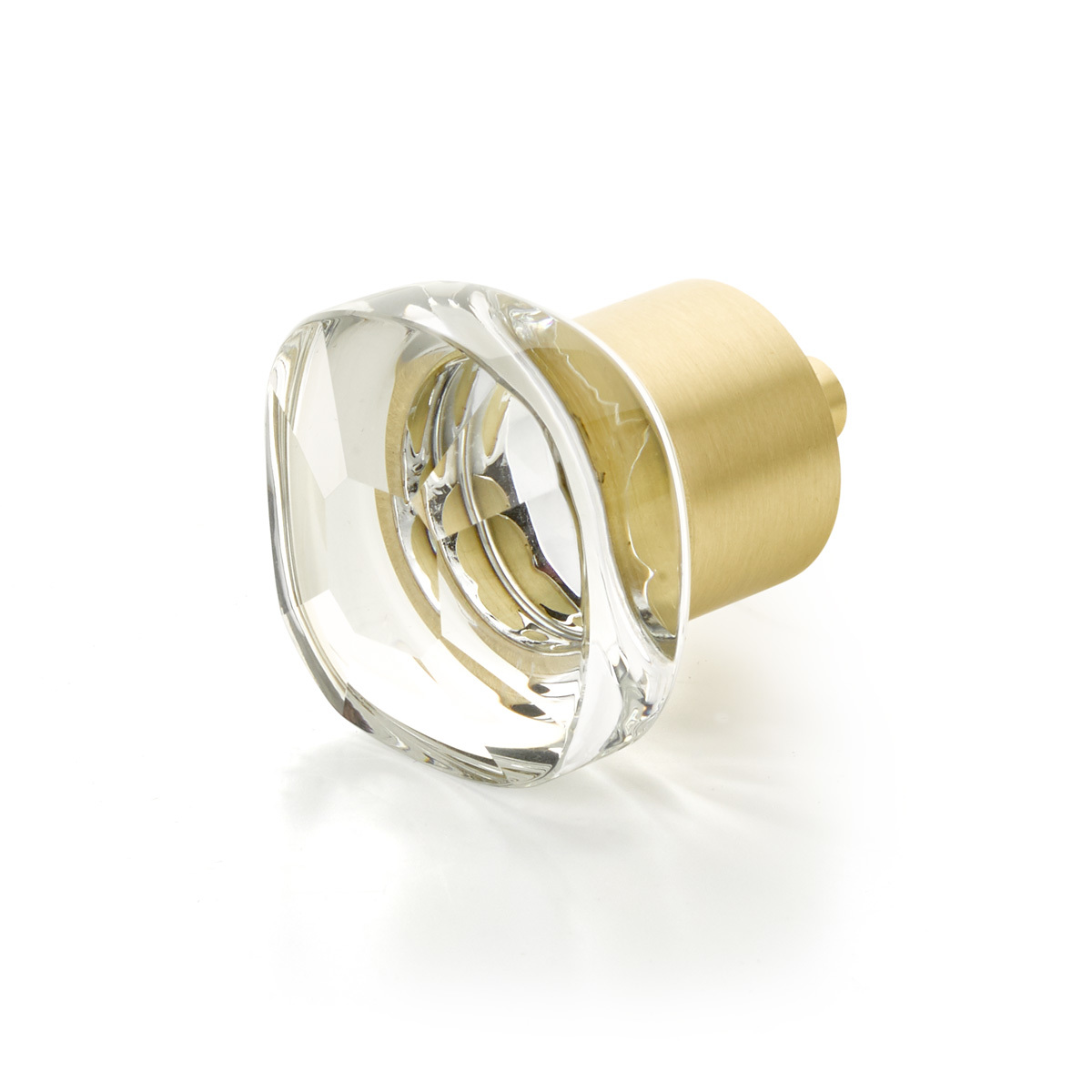 Schaub 61-SB Soft Square Glass Knob, Satin Brass, 1-1/4" - Satin Brass