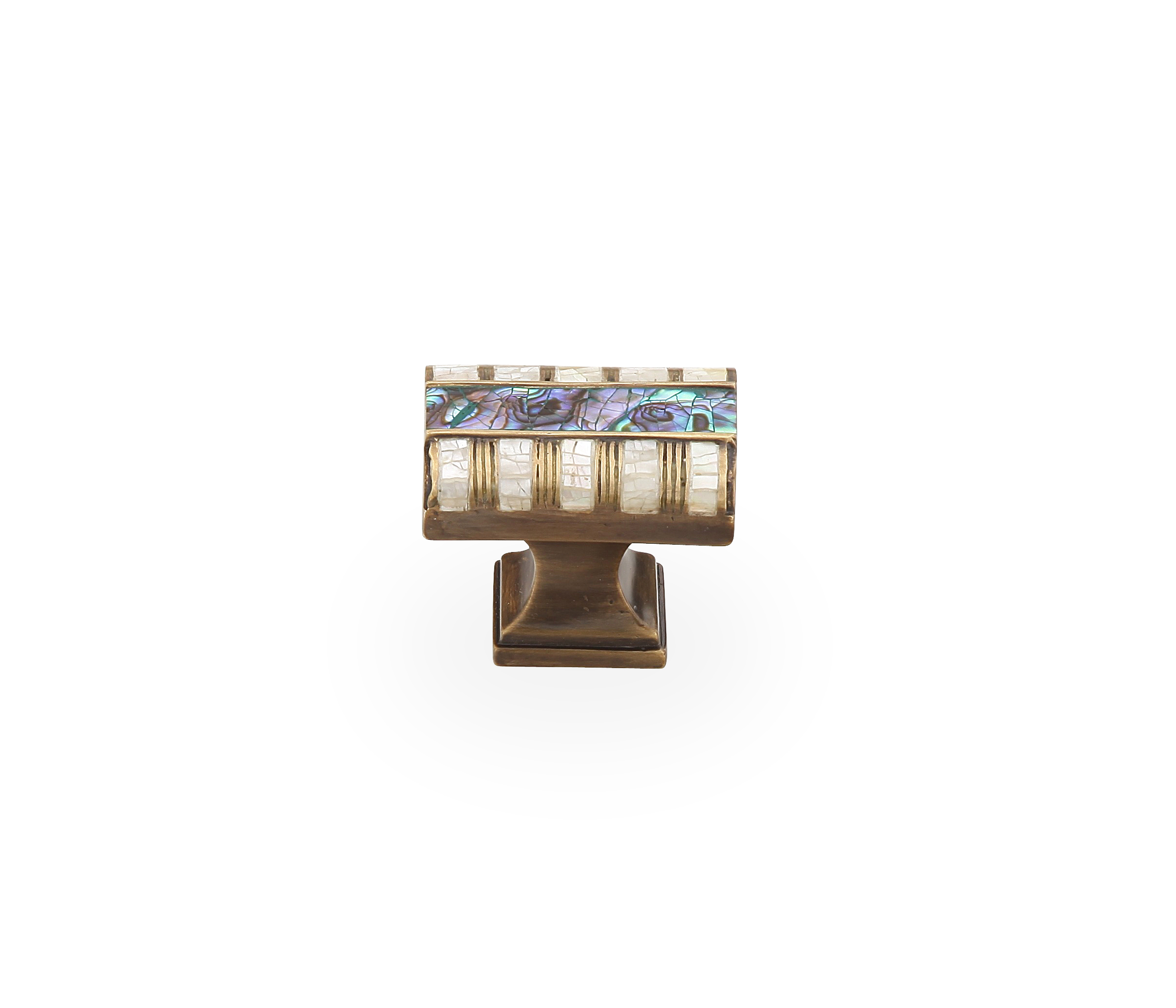 Schaub 654-AD Rectangle Knob, Imperial Shell, Mother of Pearl, Aged Dover, 1-1/4" x 7/8" - Aged Dover