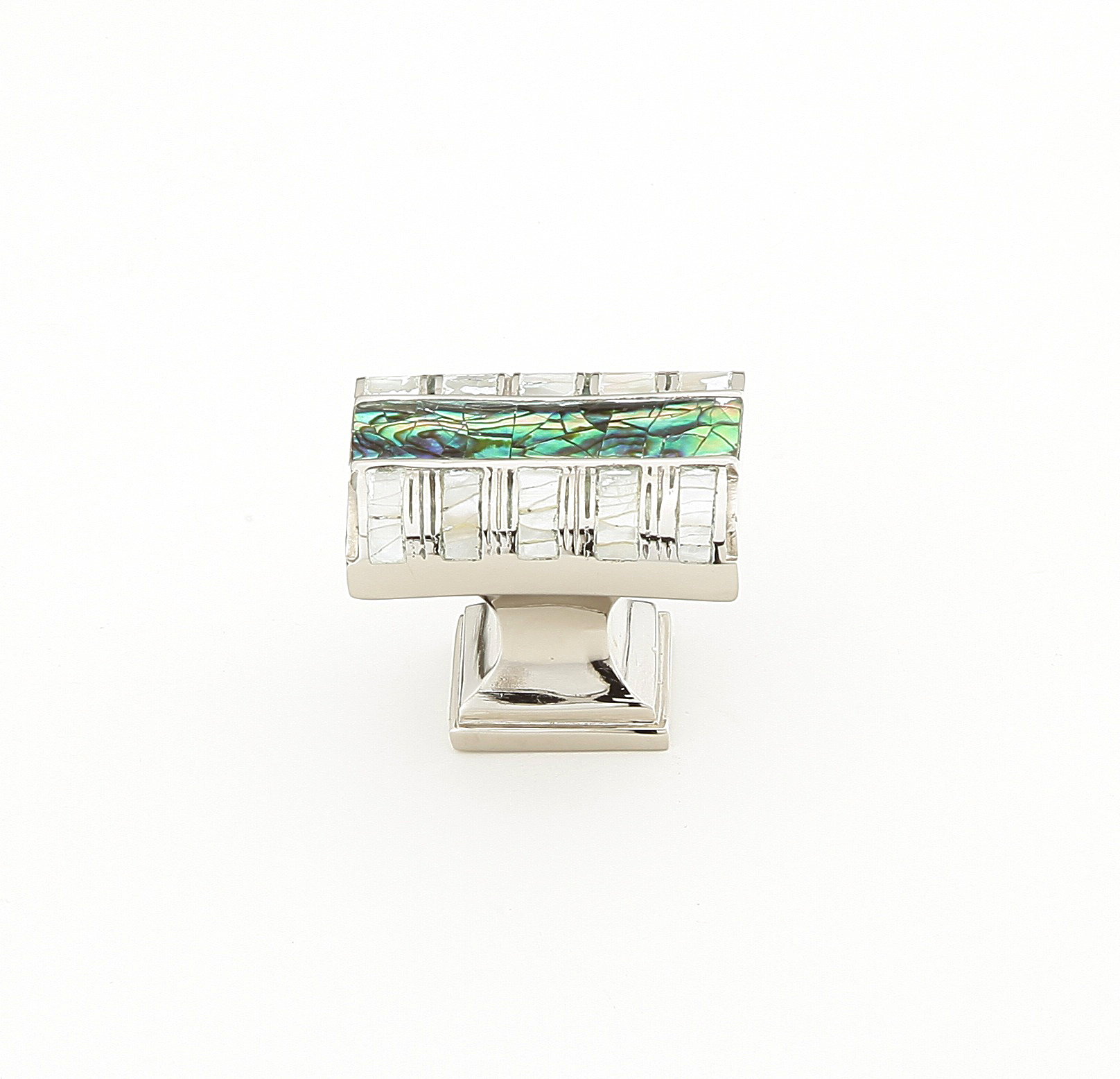 Schaub 654-PN Rectangle Knob, Imperial Shell, Mother of Pearl, Polished Nickel, 1-1/4" x 7/8" - Polished Nickel