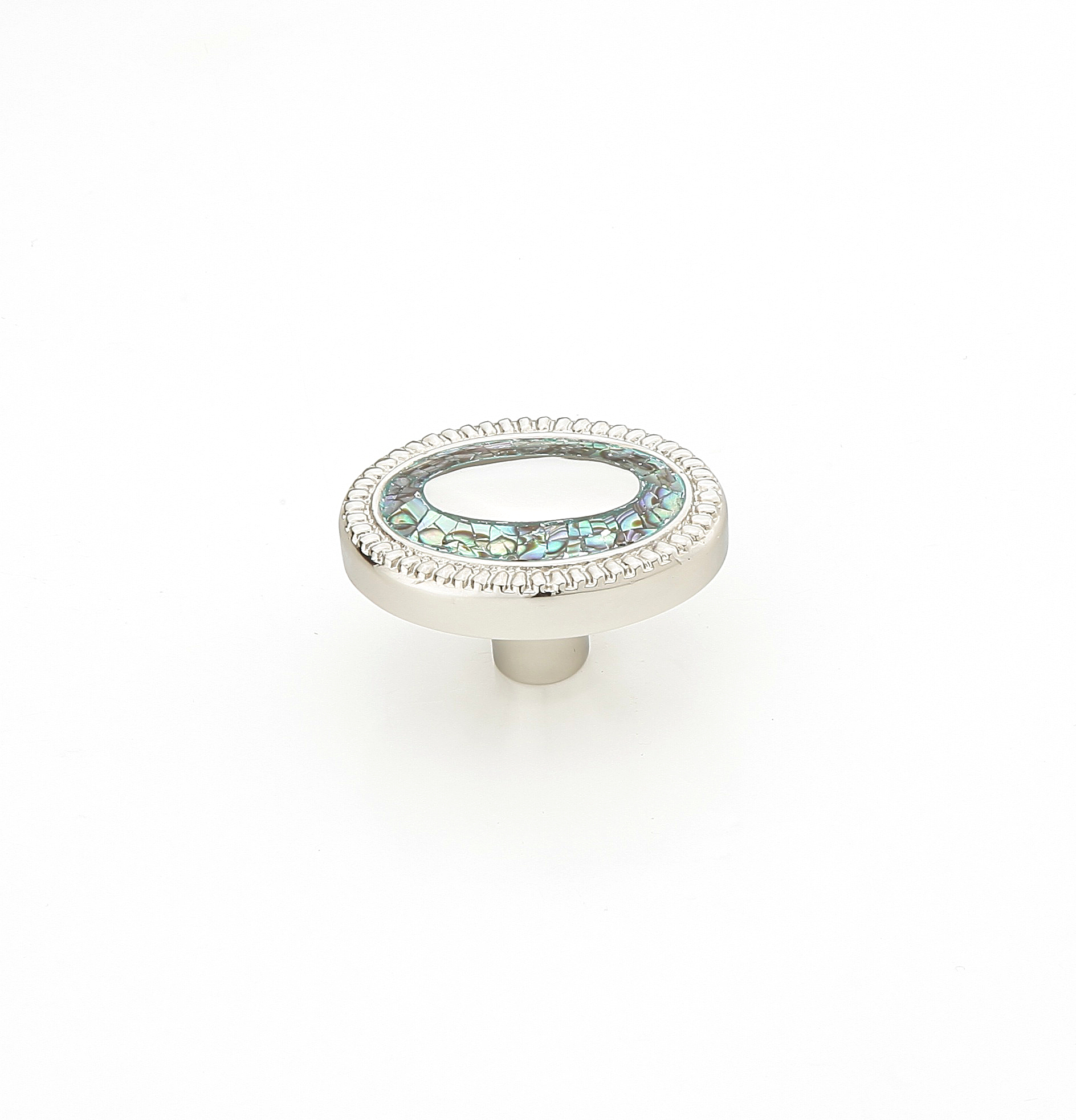 Schaub 657-PN Oval Knob, Imperial Shell, Polished Nickel, 1-1/2" x 1-1/8" - Polished Nickel