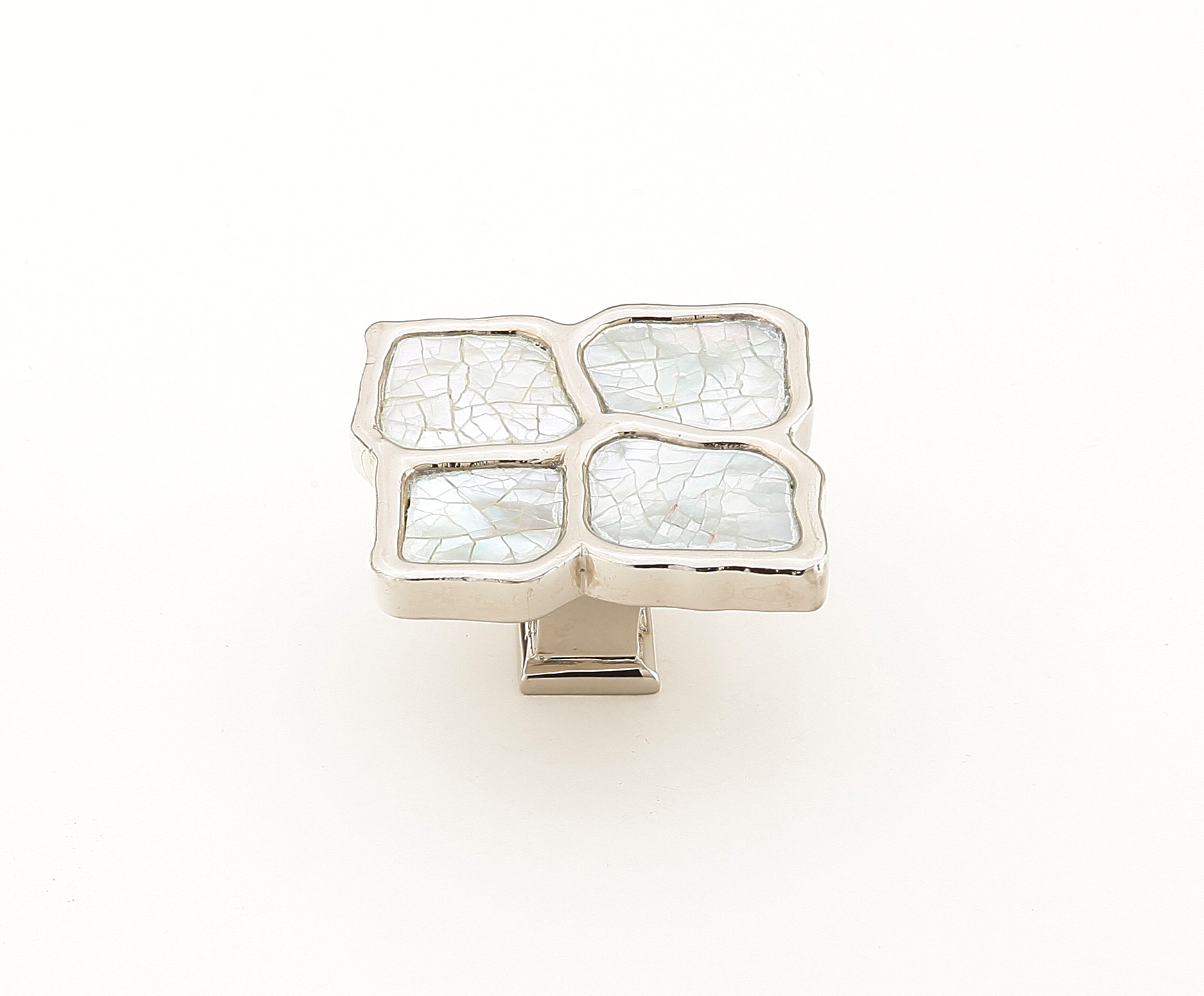 Schaub 664-MOP/PN Knob, White Mother of Pearl, Polished Nickel, 1-1/2" x 1-1/4" - Polished Nickel