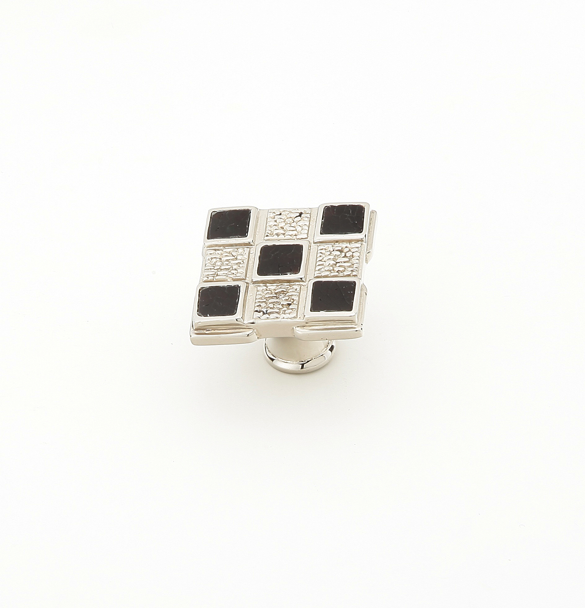 Schaub 671-B/PN Square Knob, Black Mother of Pearl, Polished Nickel, 1-1/4" - Polished Nickel
