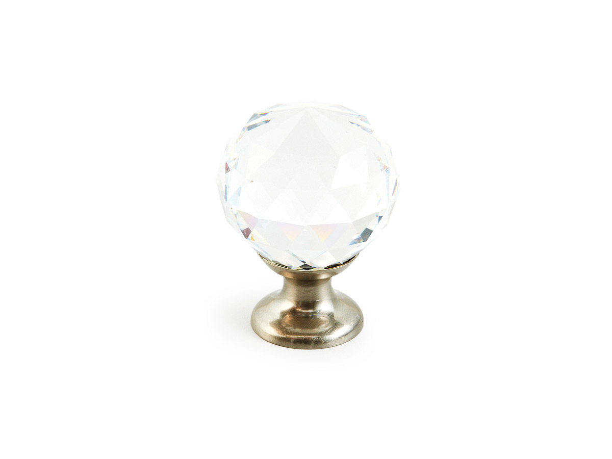Schaub 70-CS-15 Round Glass Knob,Satin Nickel, 1-1/8" Dia - Satin Nickel