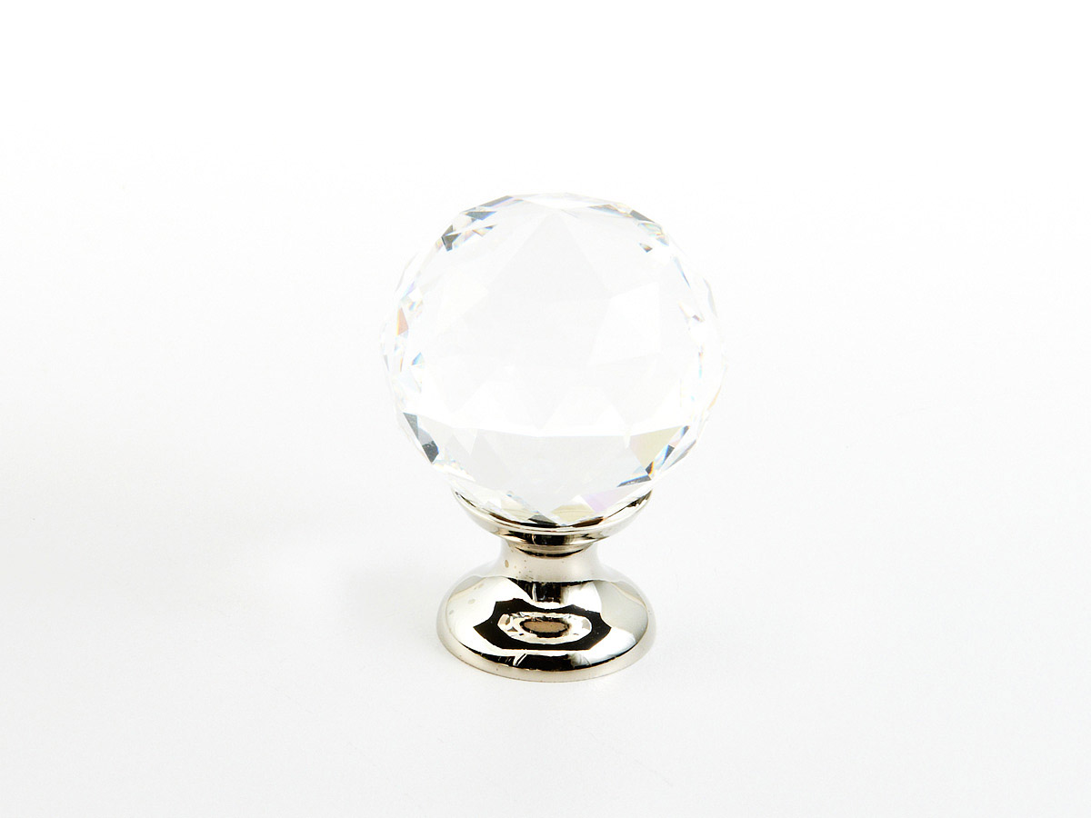Schaub 70-CS-PN Round Glass Knob, Polished Nickel, 1-1/8" Dia - Polished Nickel