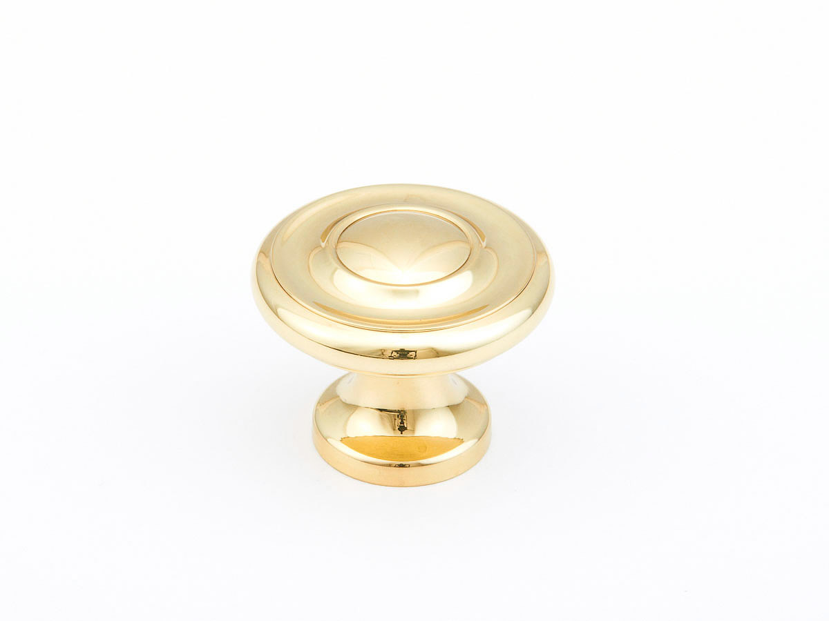 Schaub 703-03 Round Knob, Polished Brass, 1-1/4" Dia - Polished Brass