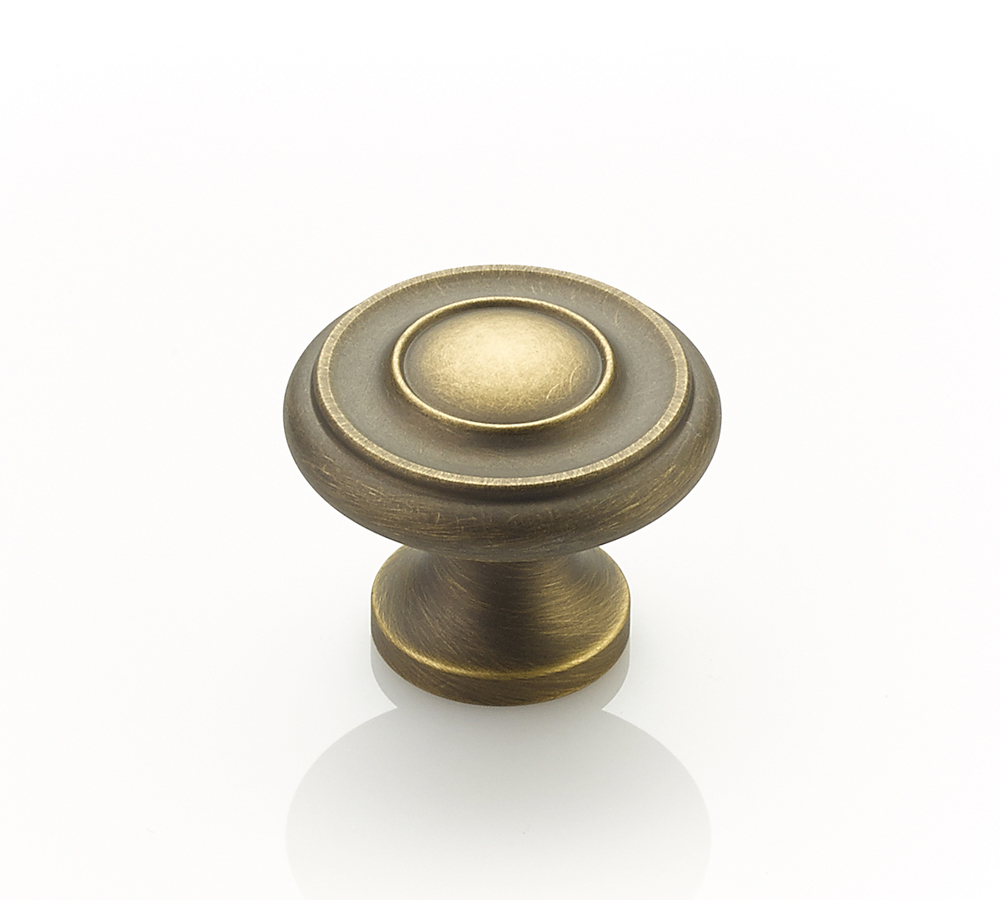 Schaub 703-ALB Round Knob, Antique Light Brass, 1-1/4" Dia - Antique Light Brass