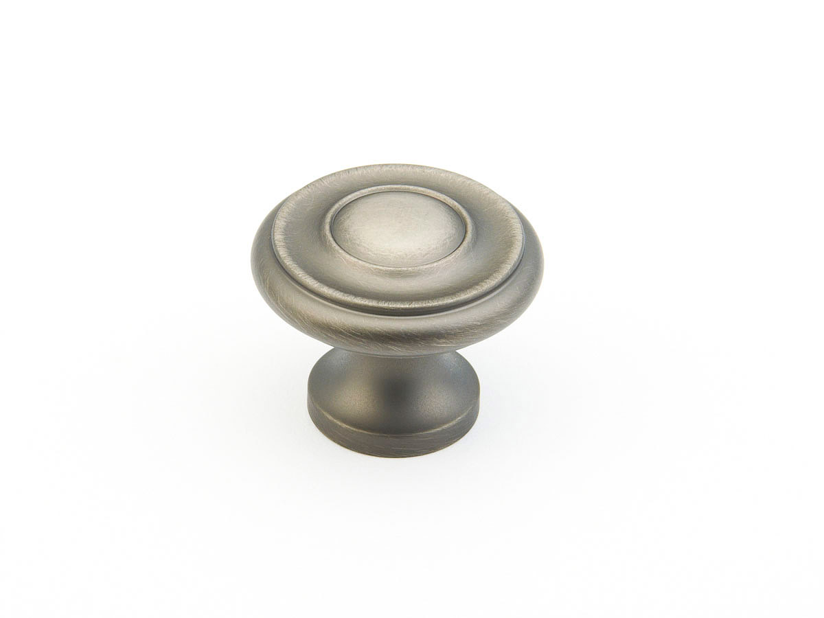 Schaub 703-AN Round Knob, Antique Nickel, 1-1/4" Dia - Antique Nickel