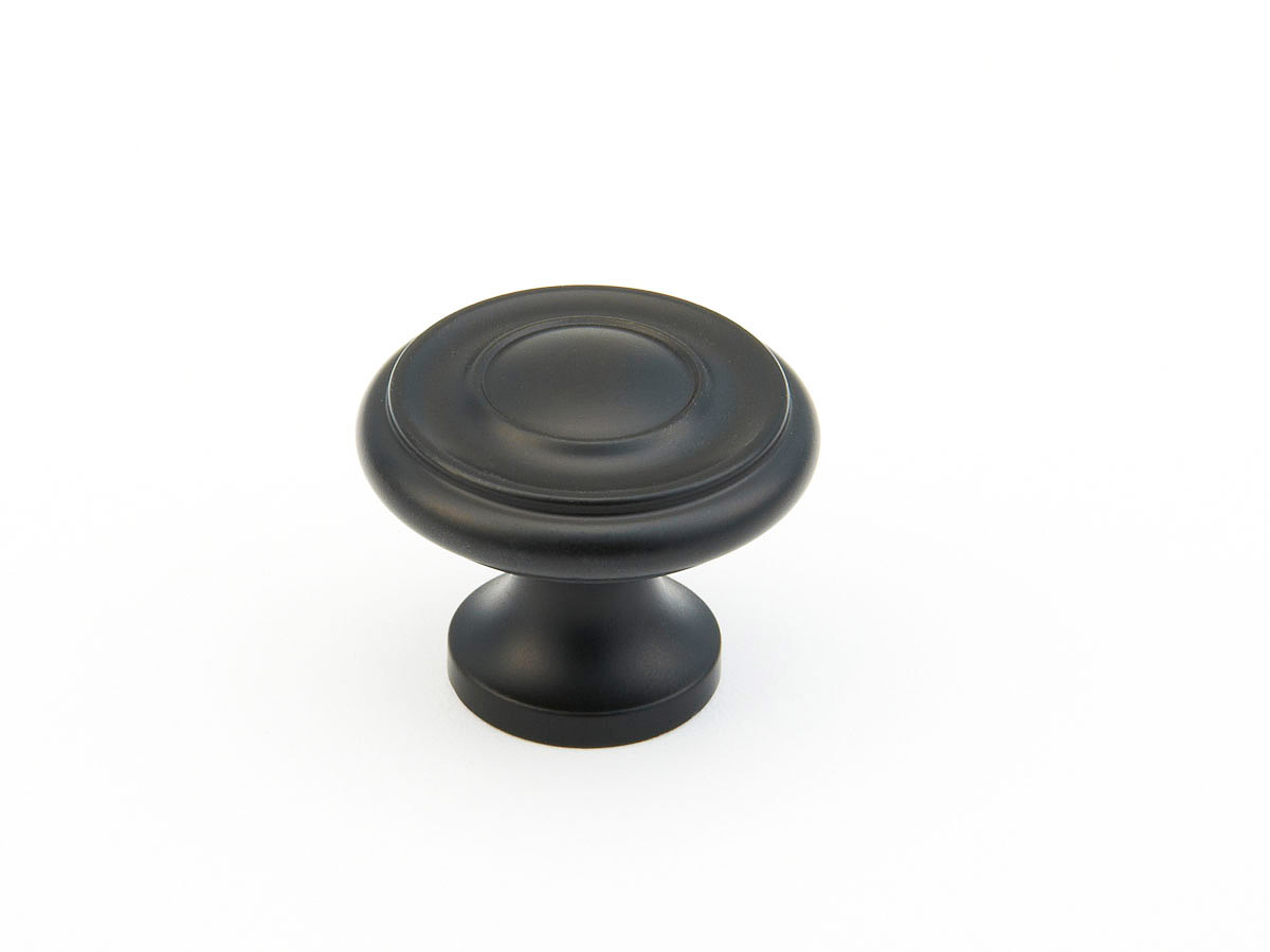 Schaub 703-FB Round Knob, Flat Black, 1-1/4" Dia - Flat Black