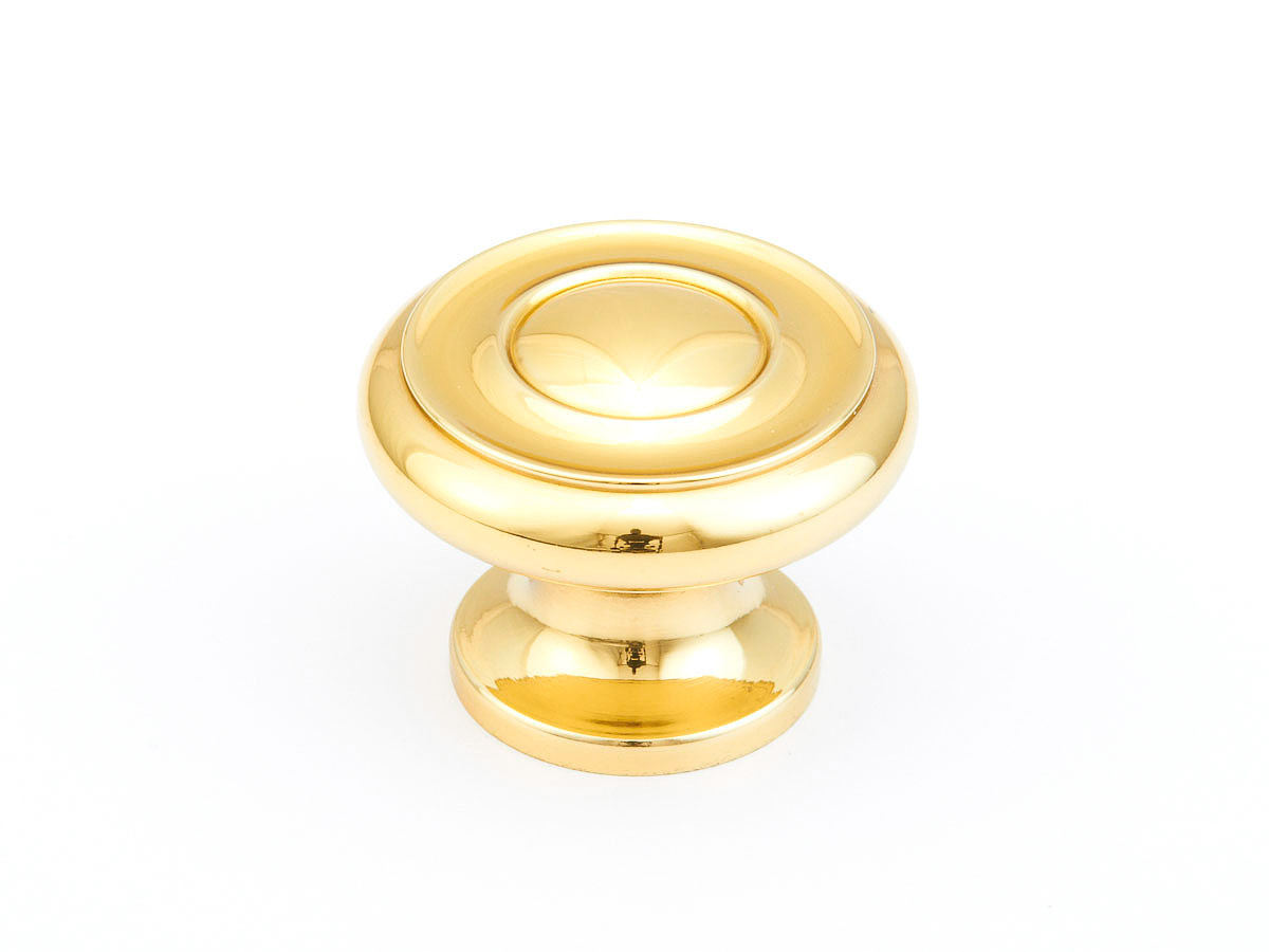 Schaub 704-03 Round Knob, Polished Brass, 1-1/2" Dia - Polished Brass