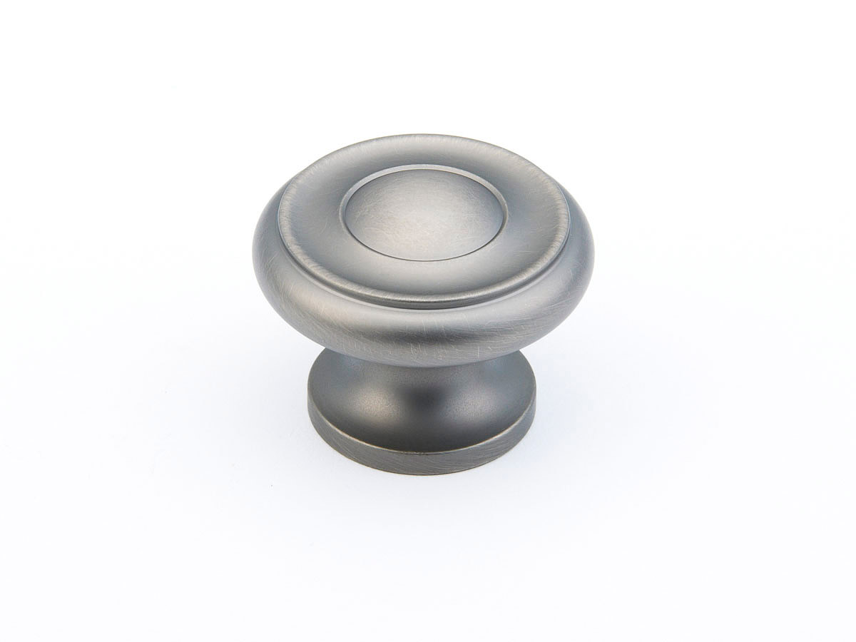 Schaub 704-AN Round Knob, Antique Nickel, 1-1/2" Dia - Antique Nickel
