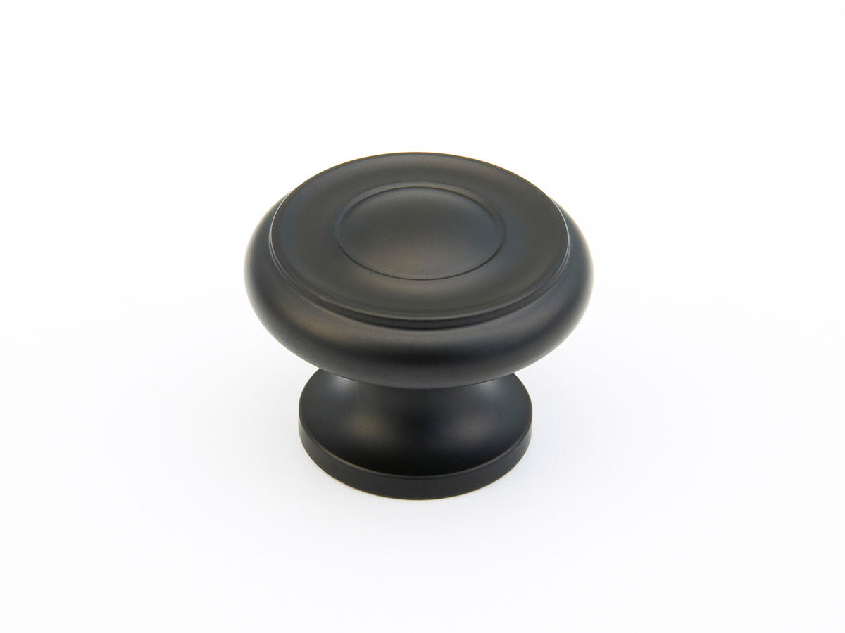 Schaub 704-FB Round Knob, Flat Black, 1-1/2" Dia - Flat Black