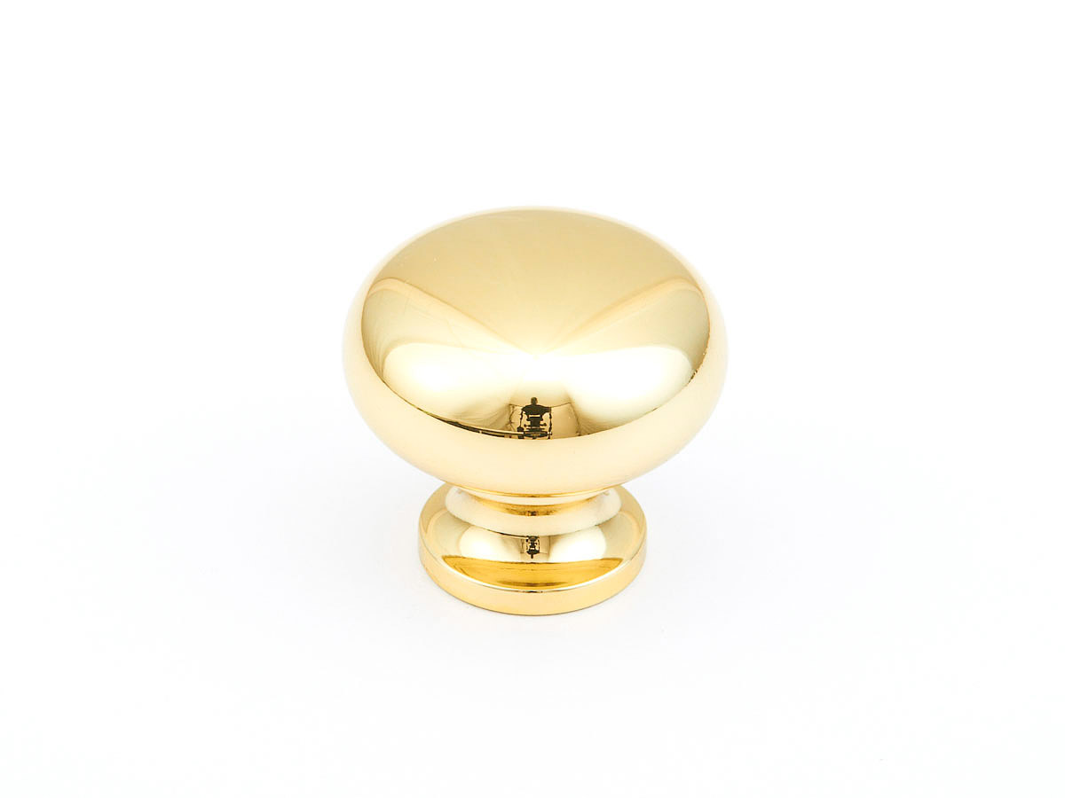 Schaub 706-03 Round Knob, Polished Brass, 1-1/4" Dia - Polished Brass