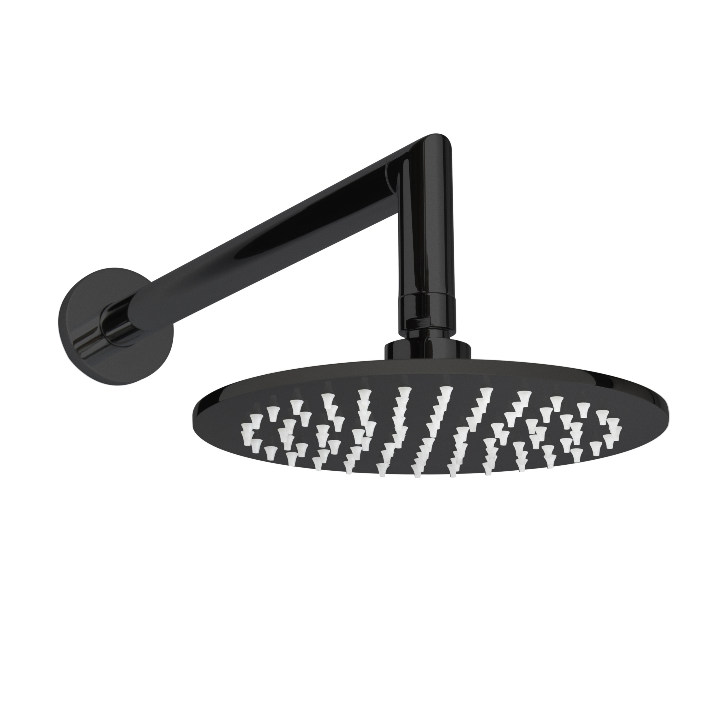 Thermasol 15-1007-MB 200mm DIA. x 8.5mm, 304SS Shower Head 1/2" Inlet Round - Matte Black