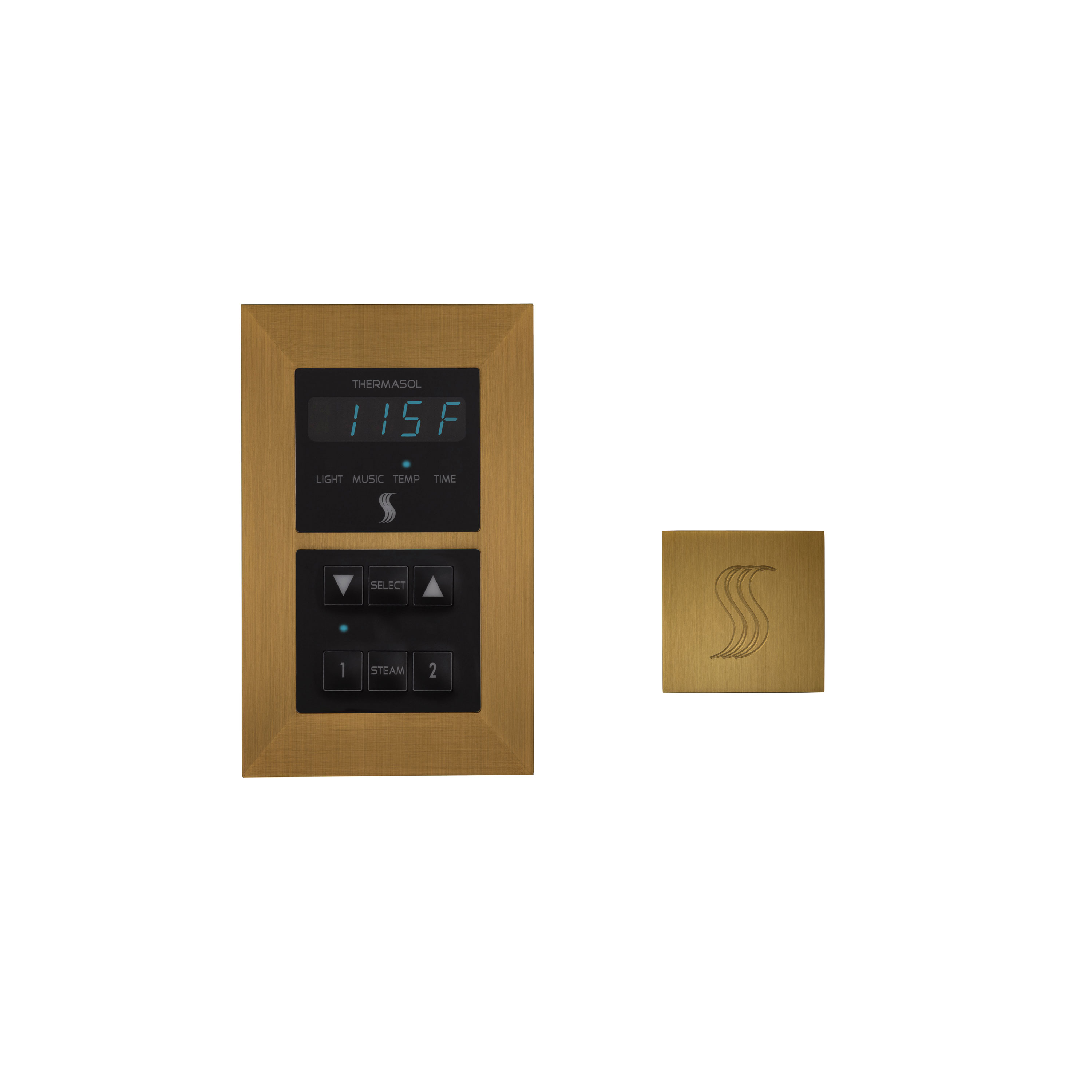 Thermasol SEMR-SVSQ-AB Signature Series Control and Steam Head Kit Square - Antique Brass